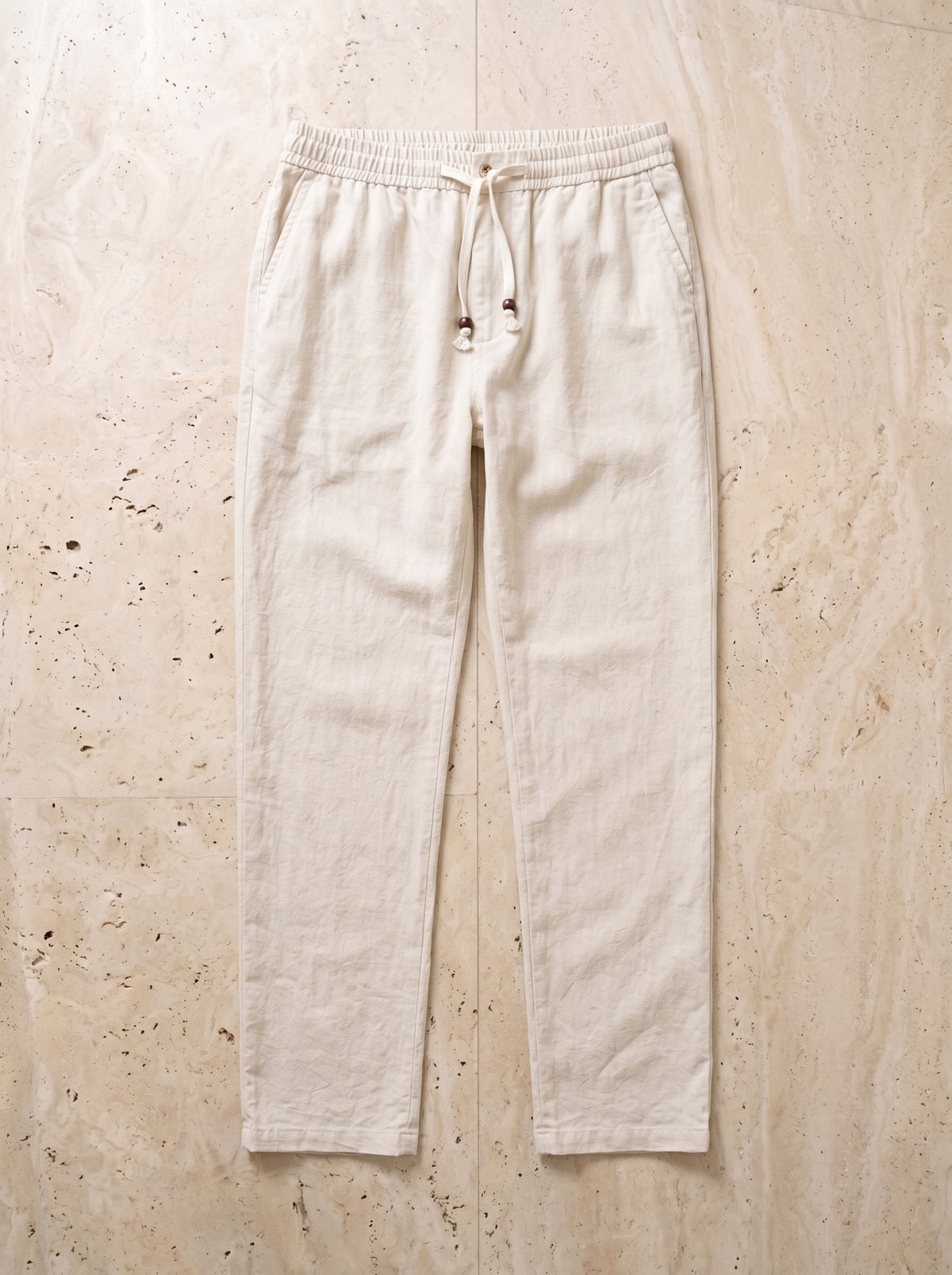 Caqui | Calça de linho com cordão Liverpool caqui – peça sozinha vista de cima