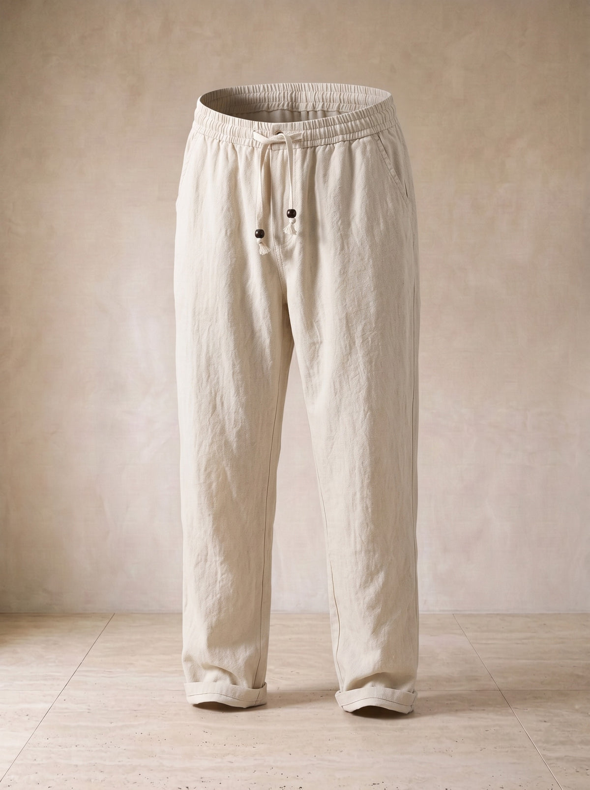 Caqui | Calça de linho com cordão Liverpool caqui – peça sozinha, foto de produto