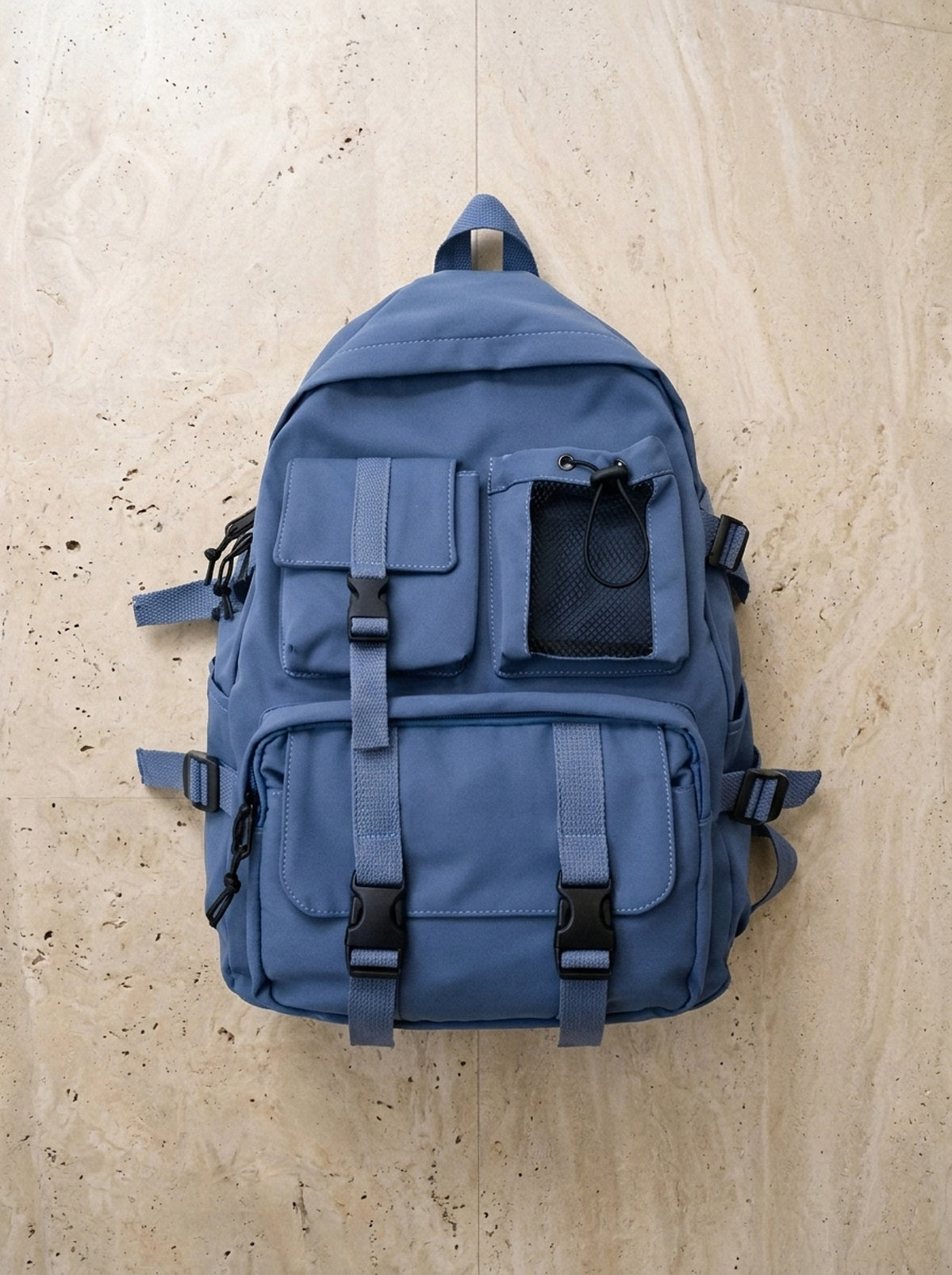 Azul | Mochila de nylon impermeável Locarno azul – mochila sozinha vista de cima