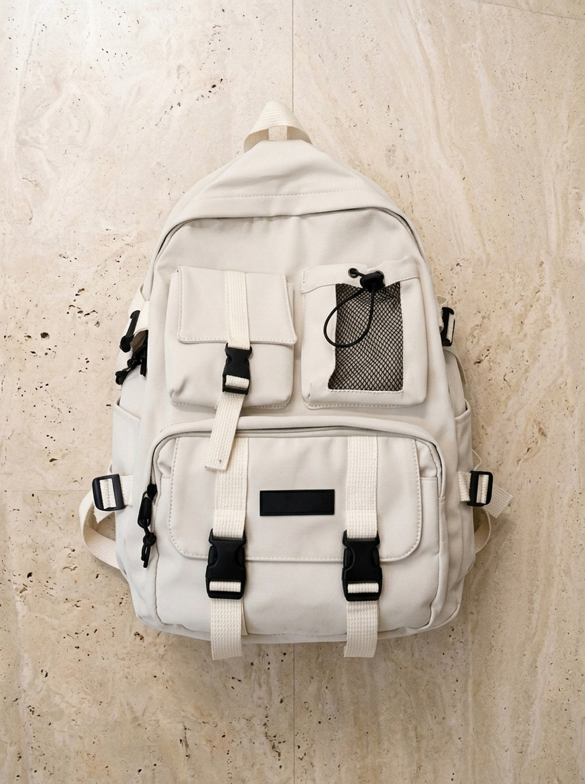 Branco | Mochila de nylon impermeável Locarno branco – mochila sozinha vista de cima
