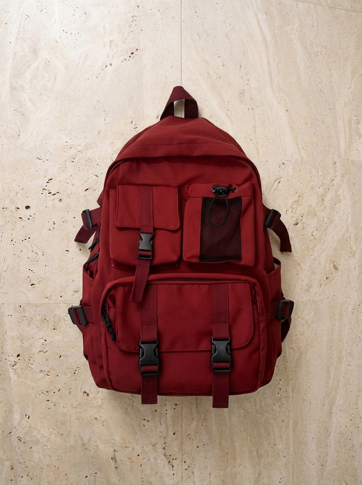 Vermelho | Mochila de nylon impermeável Locarno vermelho – mochila sozinha vista de cima