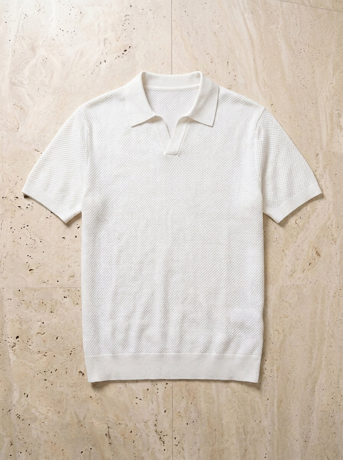 Branco | Camisa polo de tricot slim Londres branco – peça sozinha vista de cima