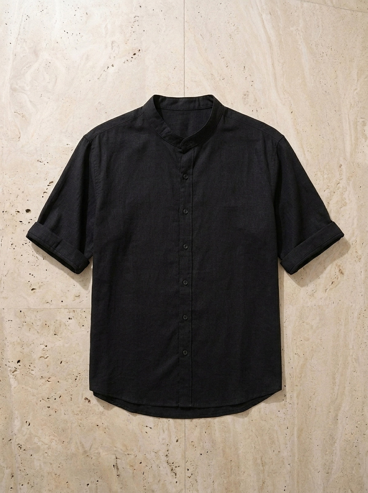 Preto | Camisa social slim Lucerna preto – peça sozinha vista de cima