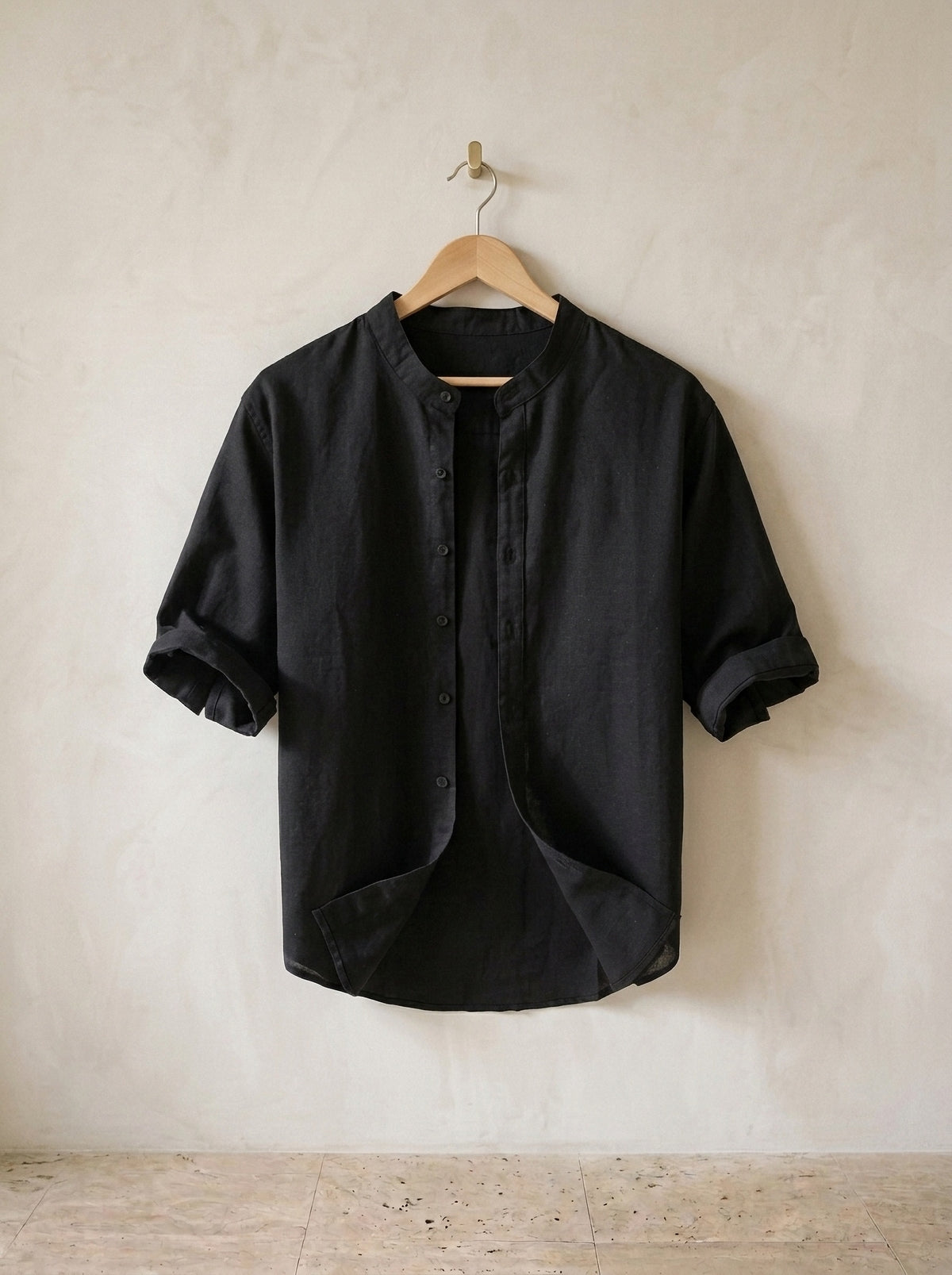Preto | Camisa social slim Lucerna preto – peça sozinha, foto de produto