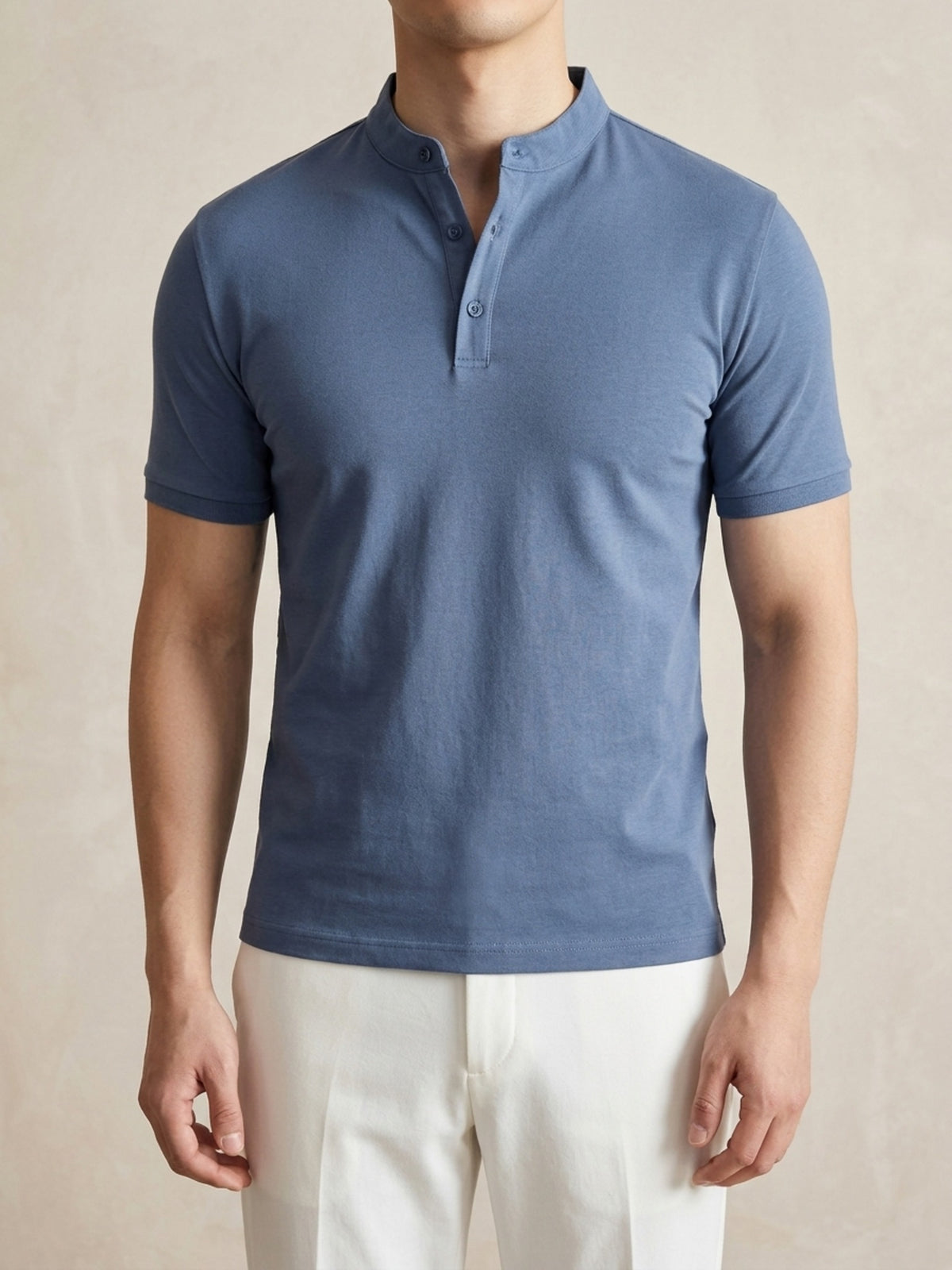 Azul | Camisa polo de algodão slim Sartong Lugano azul – peça no corpo, foto de produto