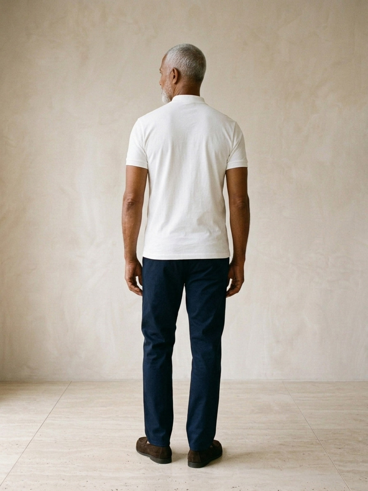 Branco | Camisa polo de algodão slim Sartong Lugano branco – vista de costas