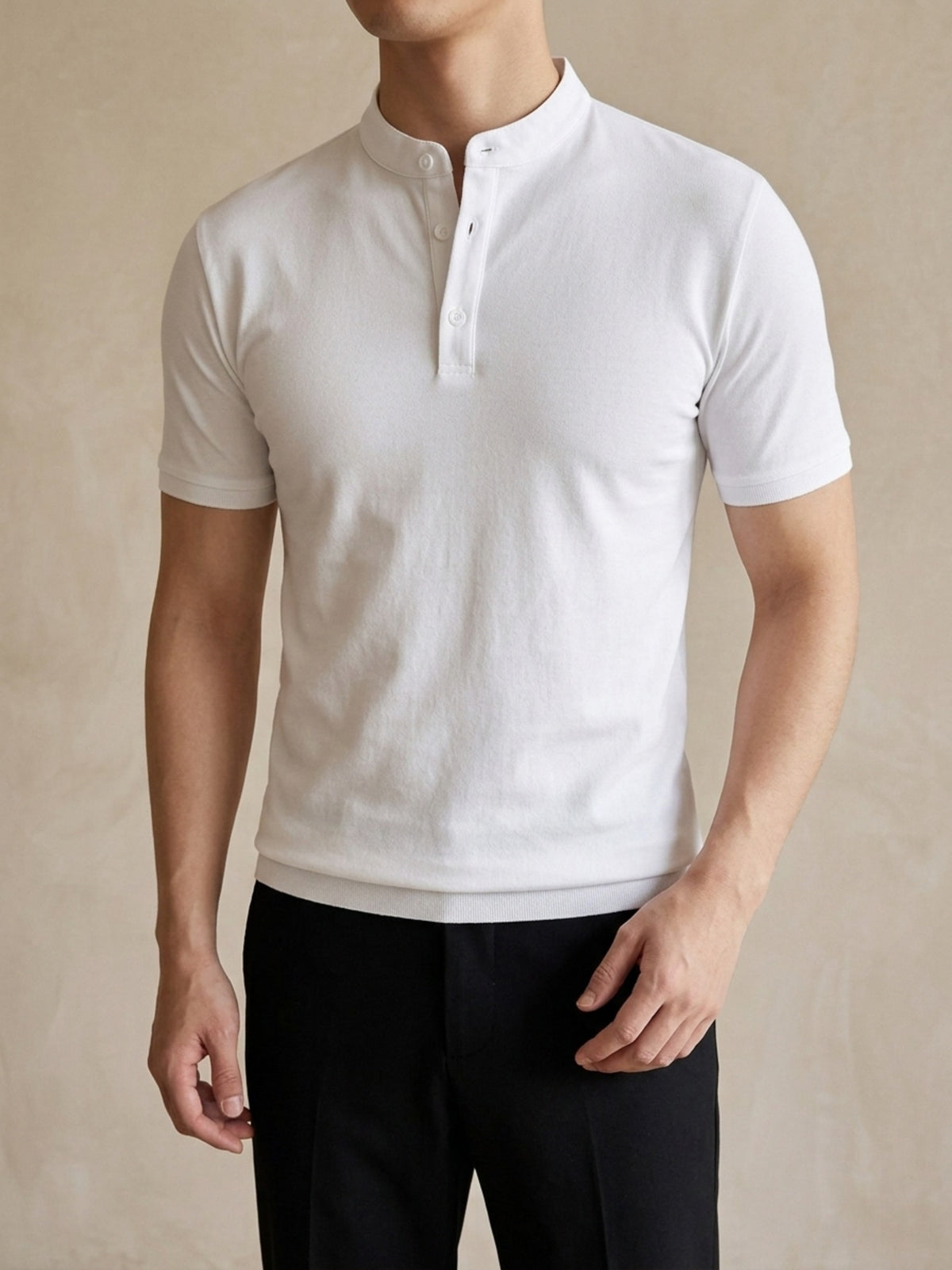 Branco | Camisa polo de algodão slim Sartong Lugano branco – peça no corpo, foto de produto
