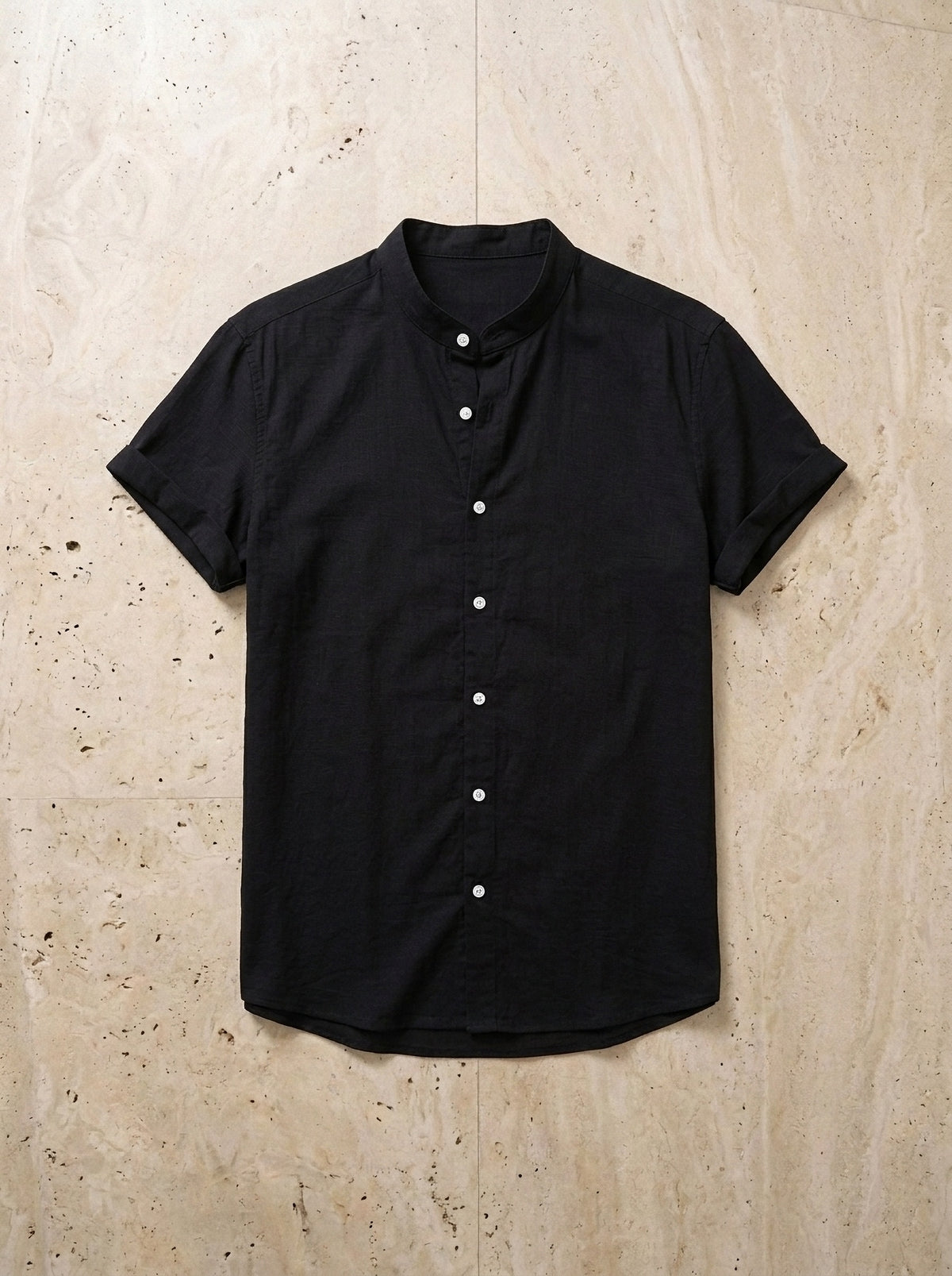 Preto | Camisa social slim Malmö preto – peça sozinha vista de cima
