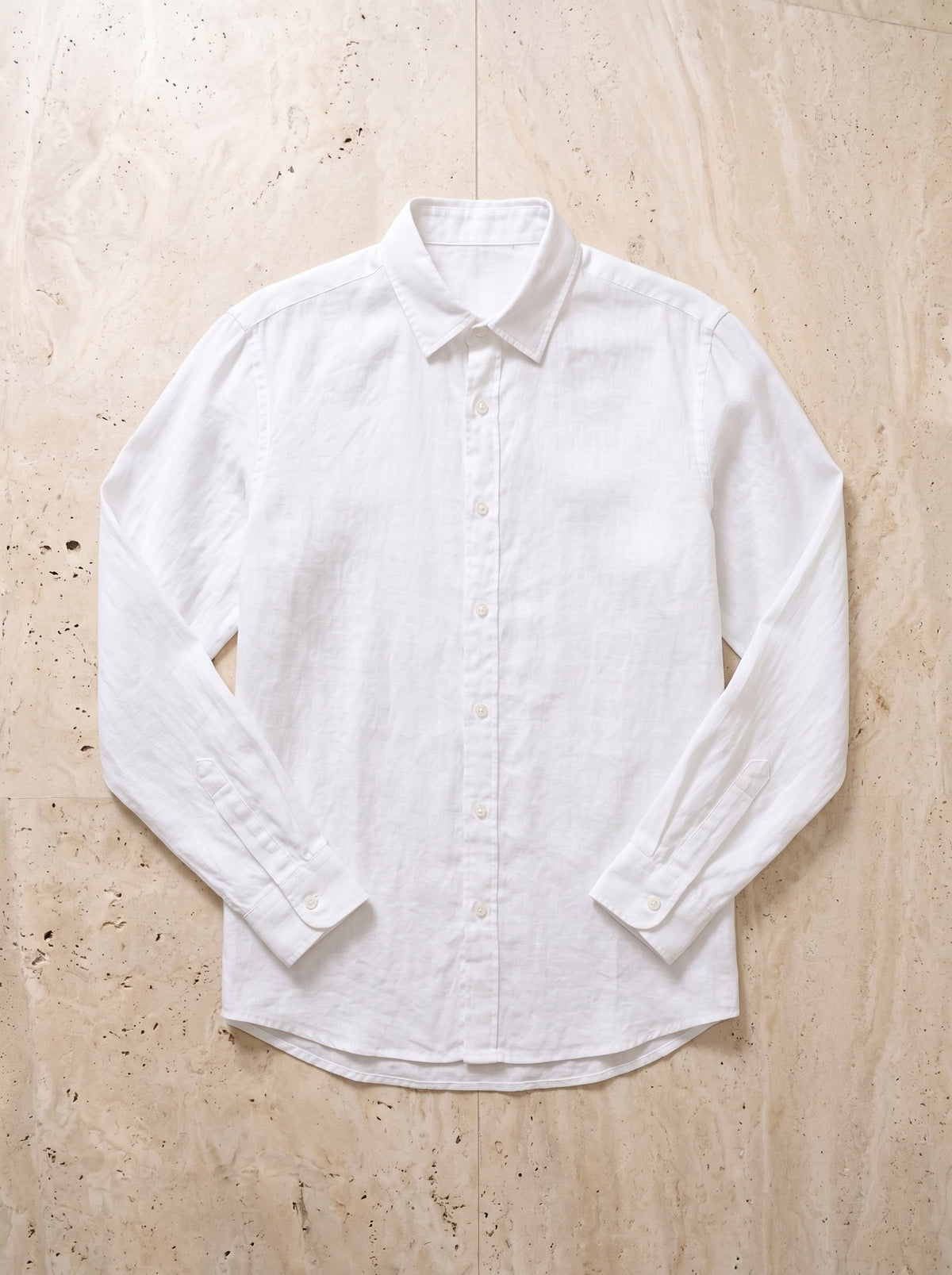 Branco | Camisa social de linho slim Marselha branco – peça sozinha vista de cima
