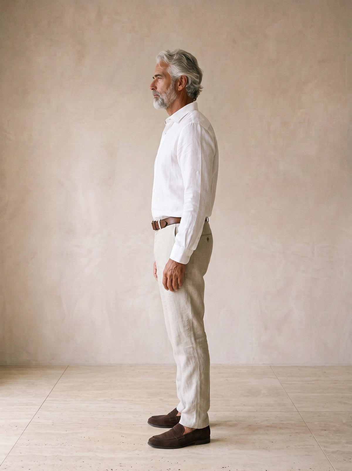 Branco | Camisa social de linho slim Marselha branco – vista de perfil