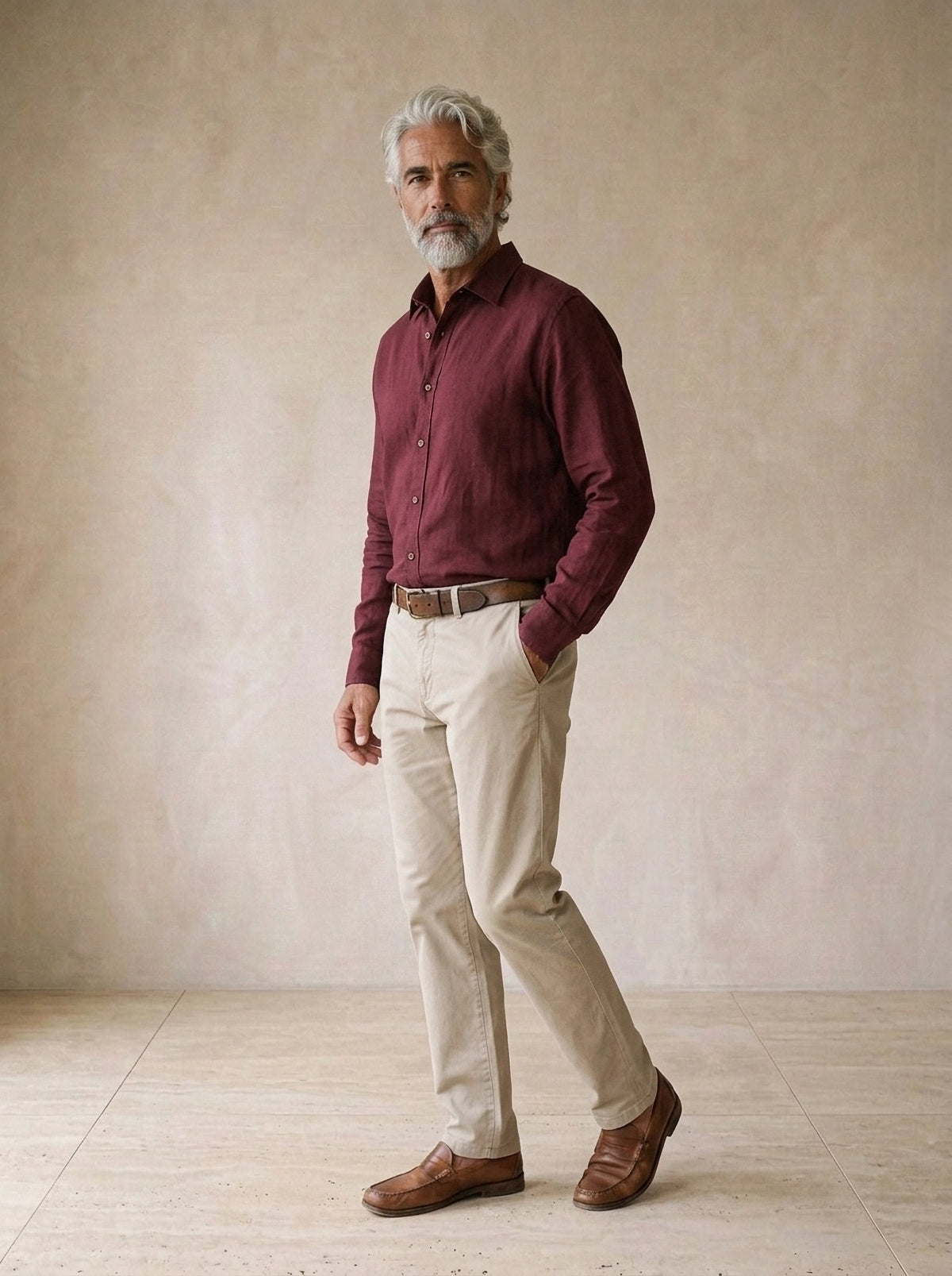 Vinho | Camisa social Ménerbes vinho – vista três quartos
