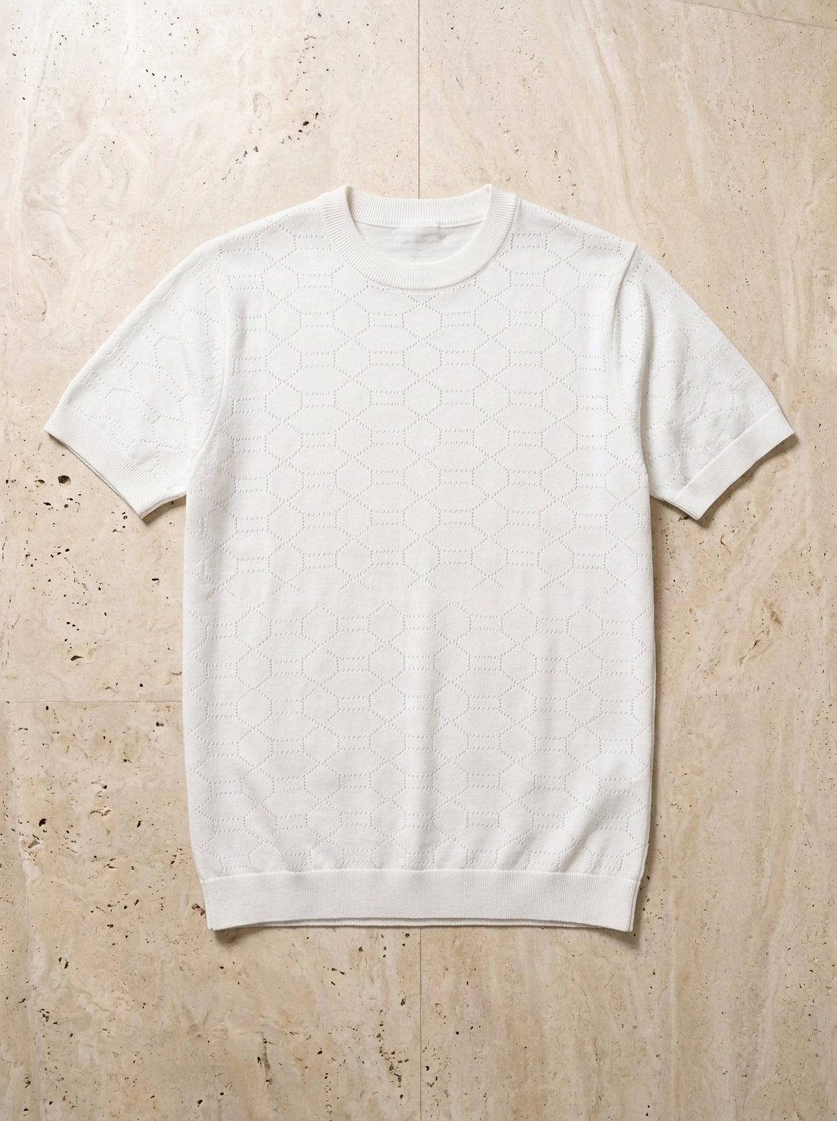 Branco | Camiseta de tricô Menton branco – peça sozinha vista de cima