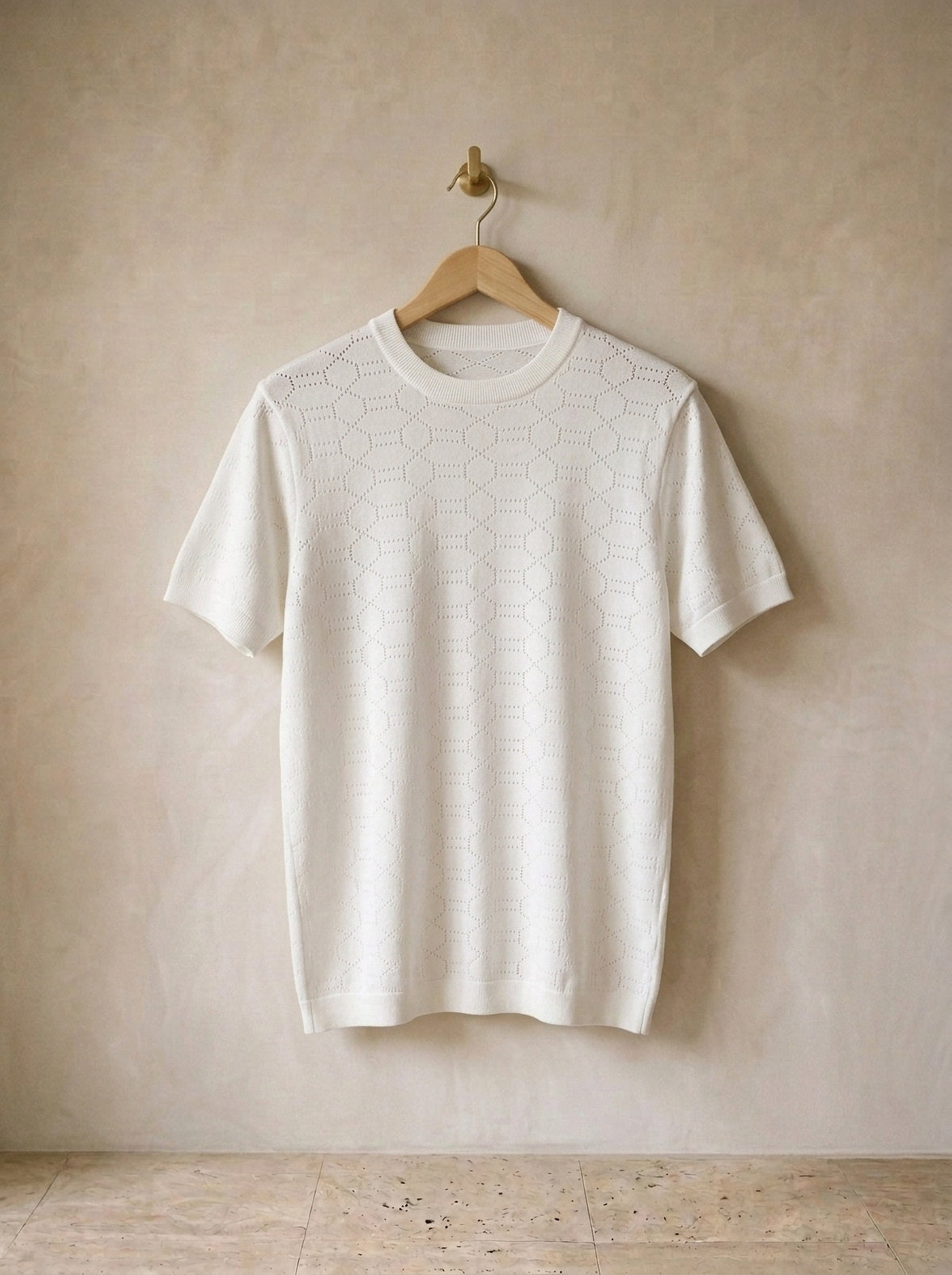 Branco | Camiseta de tricô Menton branco – peça sozinha, foto de produto