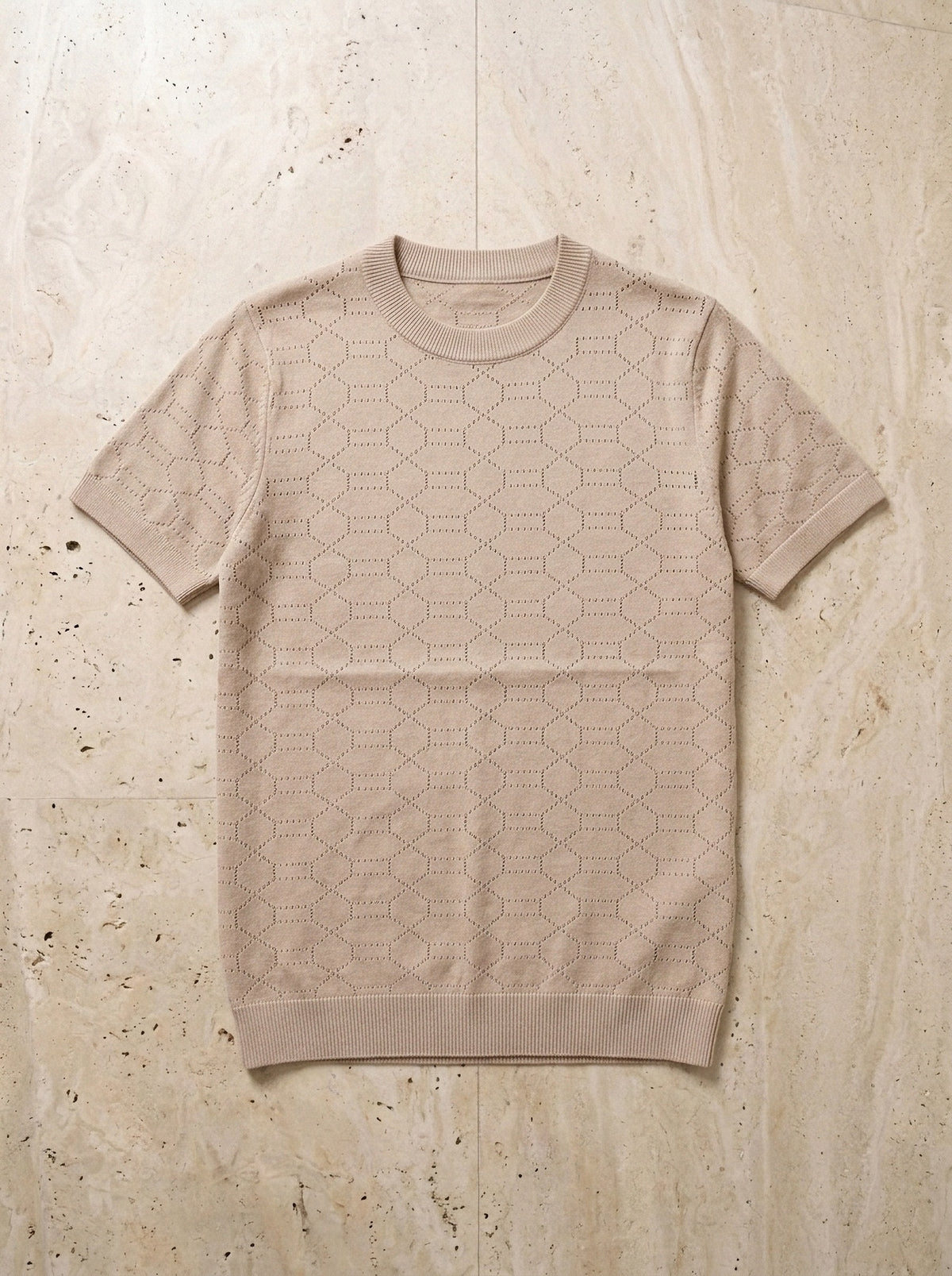 Caqui | Camiseta de tricô Menton caqui – peça sozinha vista de cima