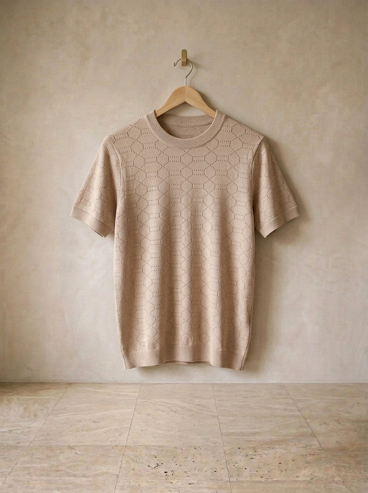 Caqui | Camiseta de tricô Menton caqui – peça sozinha, foto de produto