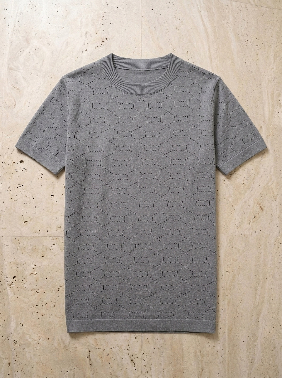 Cinza | Camiseta de tricô Menton cinza – peça sozinha vista de cima