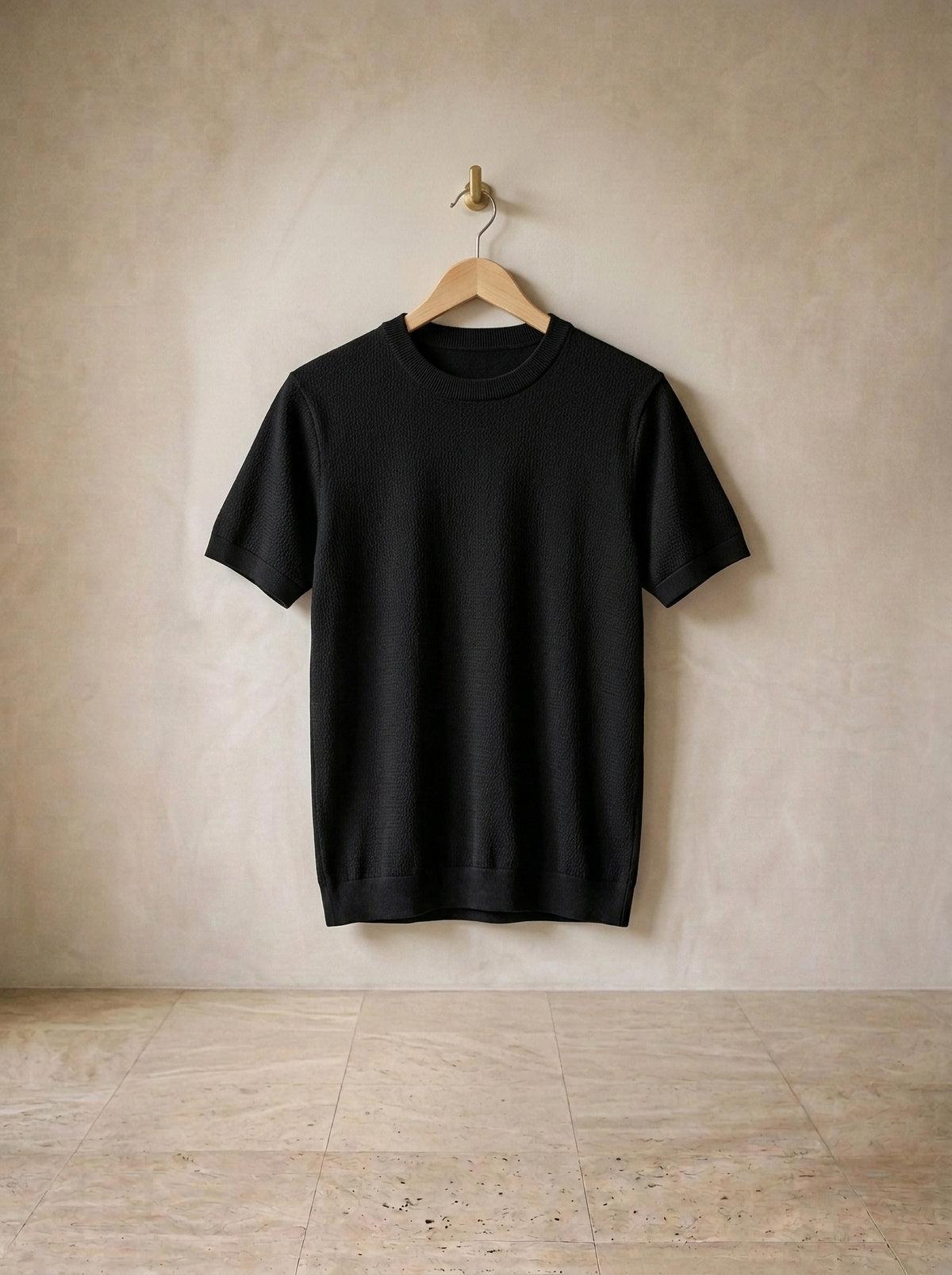 Preto | Camiseta de tricô Menton preto – peça sozinha, foto de produto