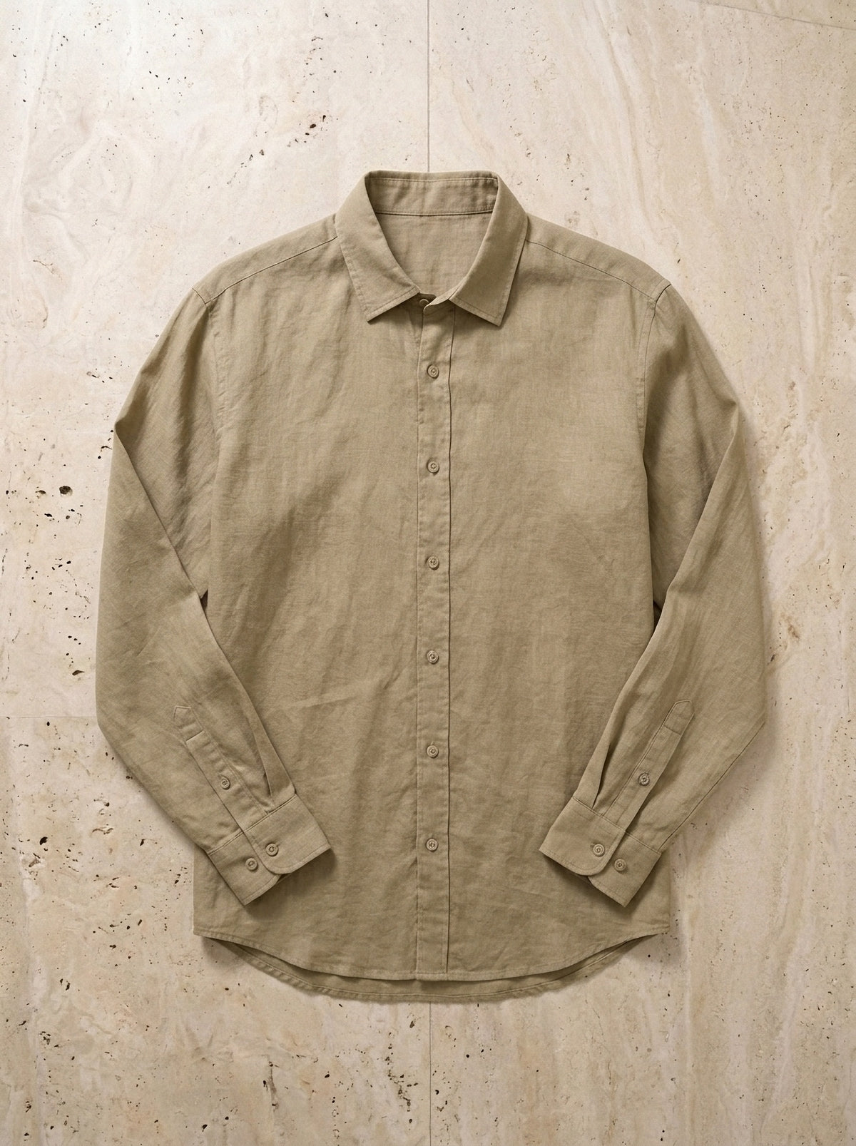 Caqui | Camisa de linho Mijas caqui – peça sozinha vista de cima