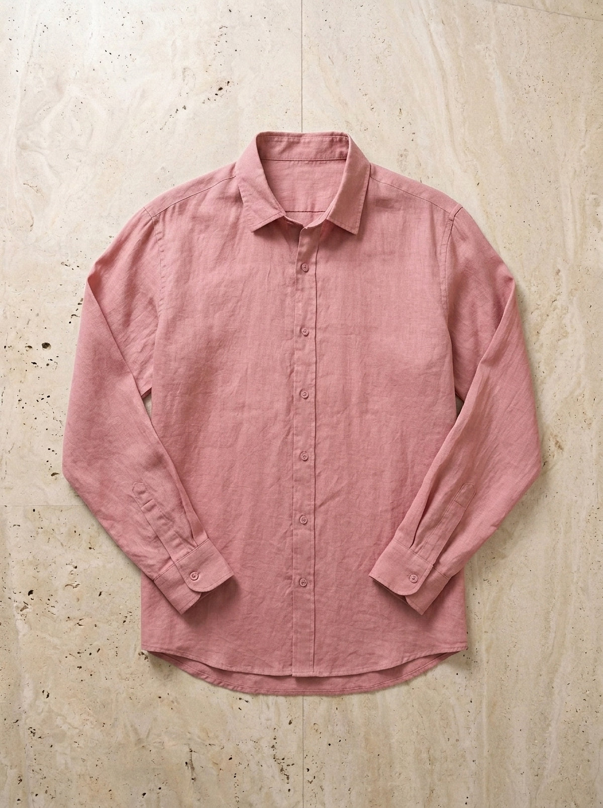 Salmão | Camisa de linho Mijas salmão – peça sozinha vista de cima