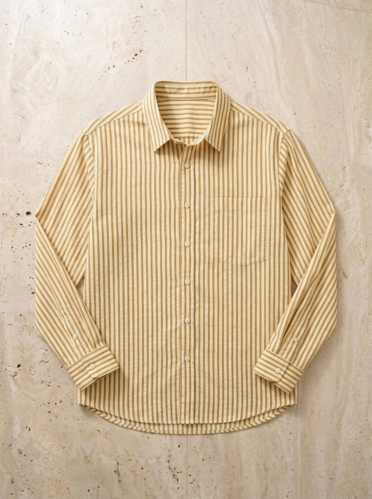 Amarelo | Camisa de listras finas Milão amarelo – peça sozinha vista de cima