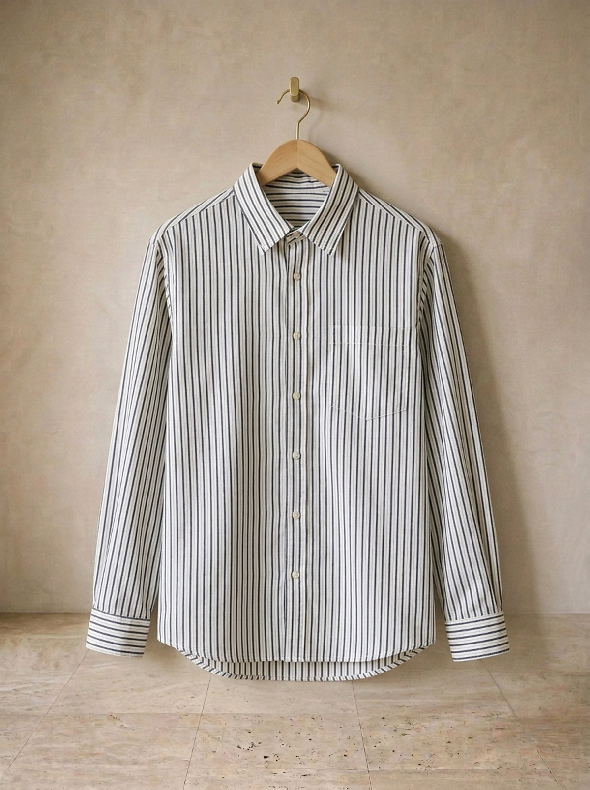 Azul-marinho | Camisa de listras finas Milão azul-marinho – peça sozinha, foto de produto