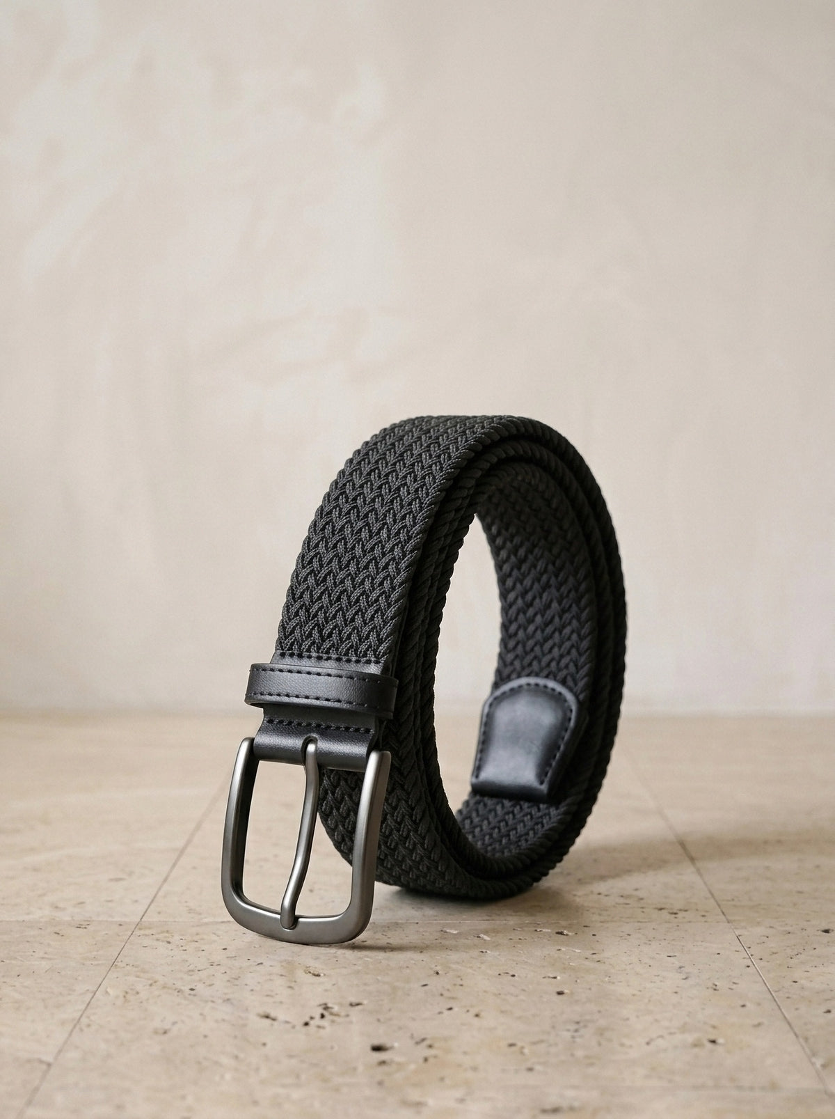 Preto | Cinto trançado elástico Milos preto – cinto sozinho, foto de produto