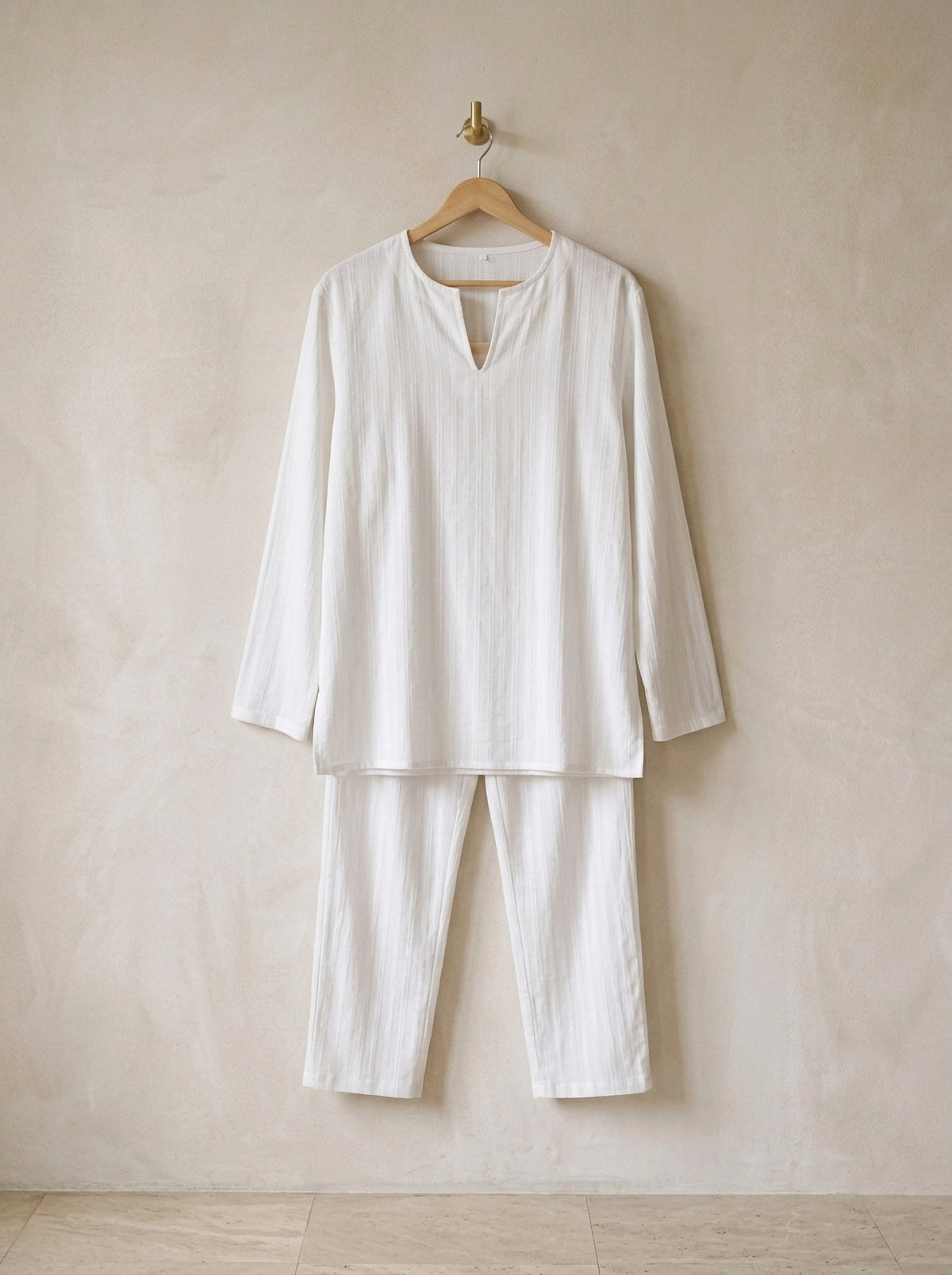 Branco | Conjunto bata decote V e calça Mojácar branco – peça sozinha, foto de produto