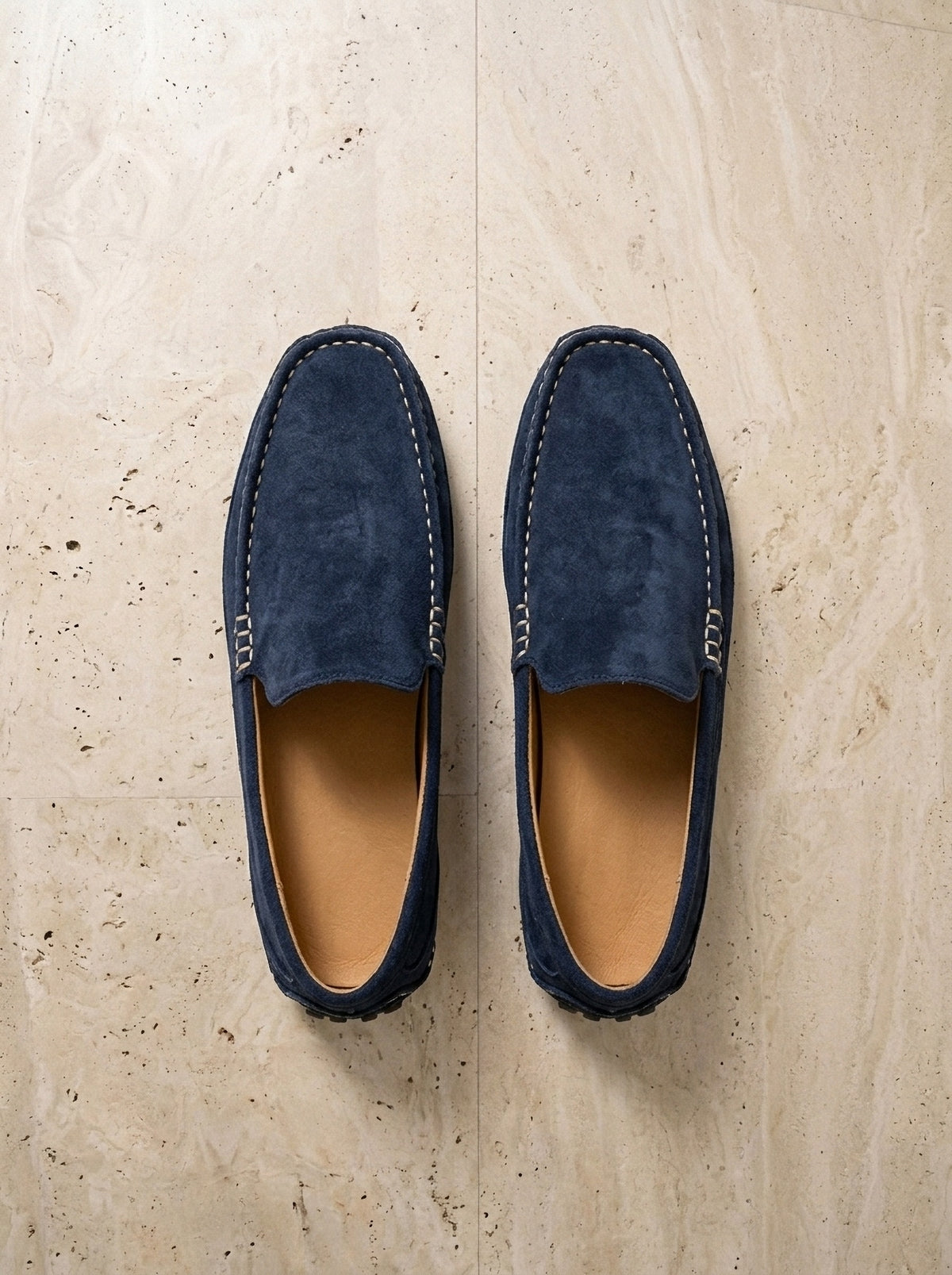 Azul | Mocassim de camurça Monemvasia azul – par visto de cima