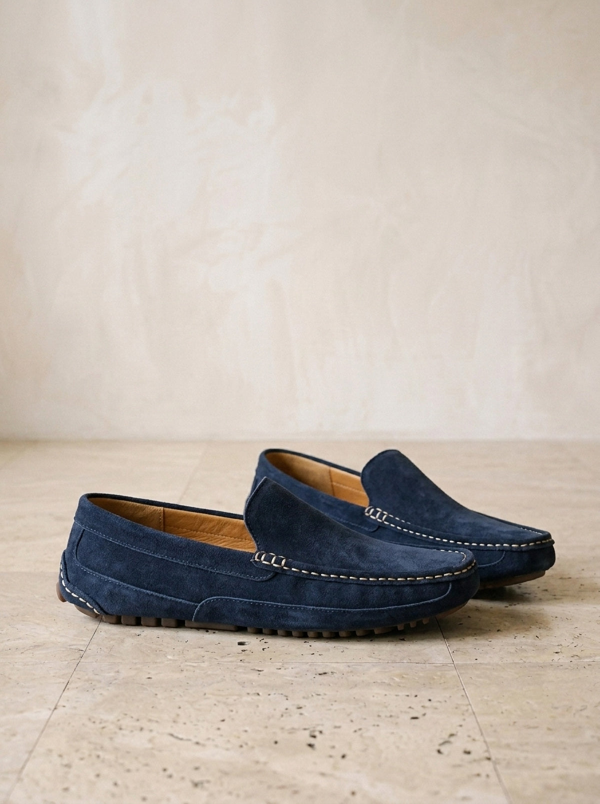 Azul | Mocassim de camurça Monemvasia azul – par de lado, foto de produto