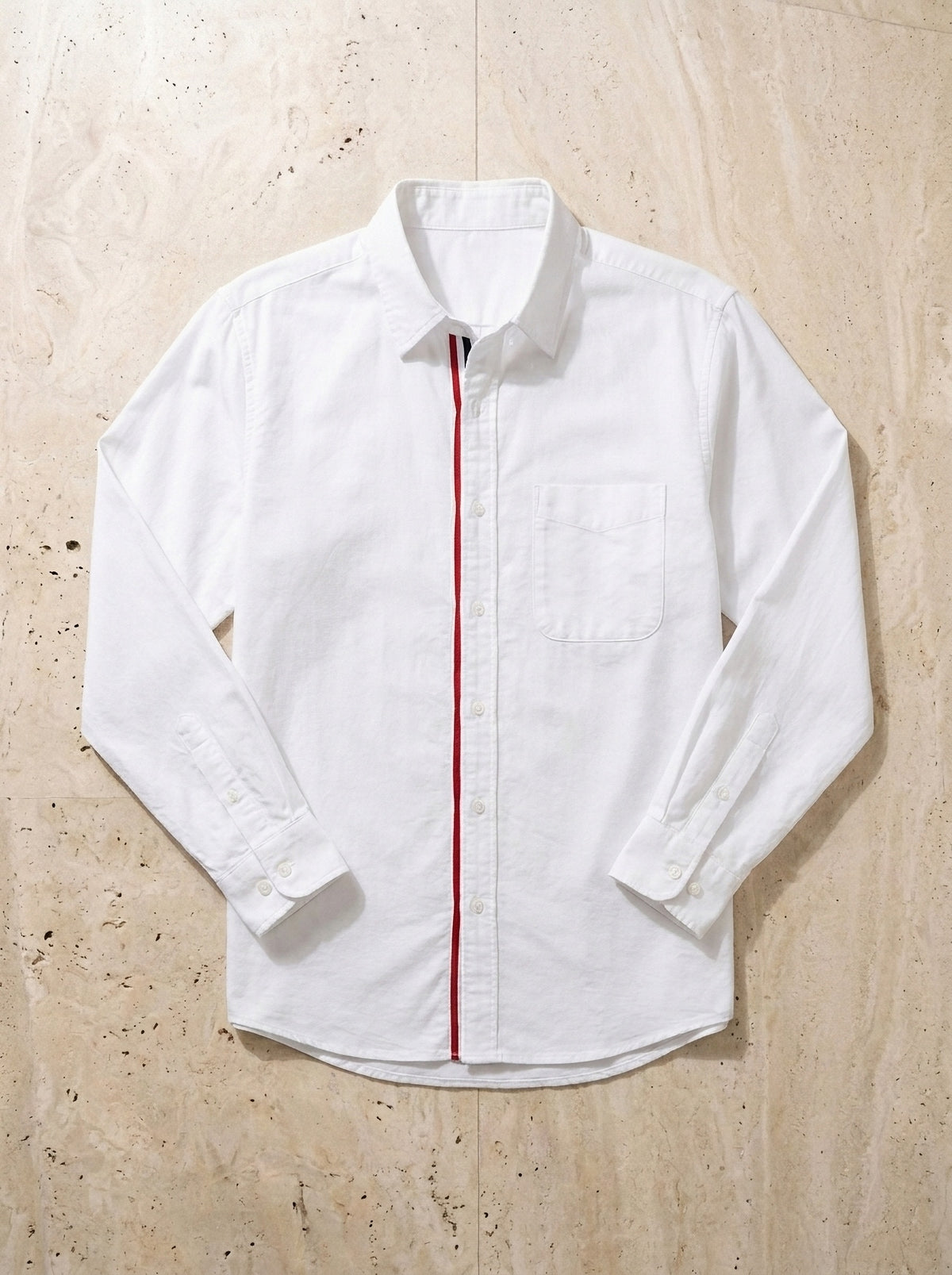 Camisa oxford manga longa Montalcino branco – peça sozinha vista de cima