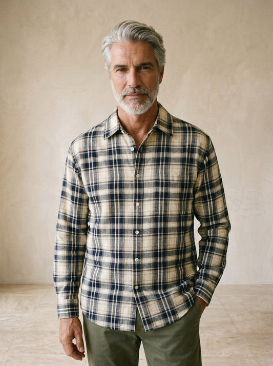 Camisa xadrez Montreux – vista de frente, recorte próximo