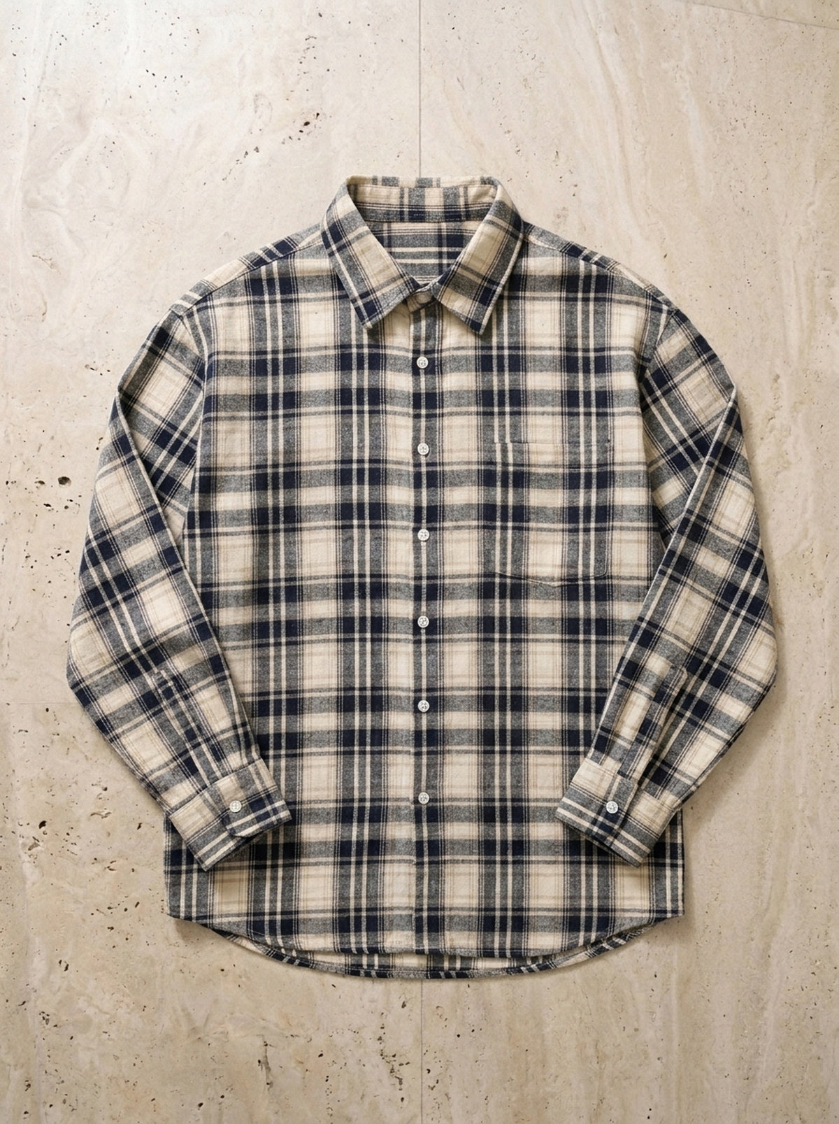 Camisa xadrez Montreux – peça sozinha vista de cima