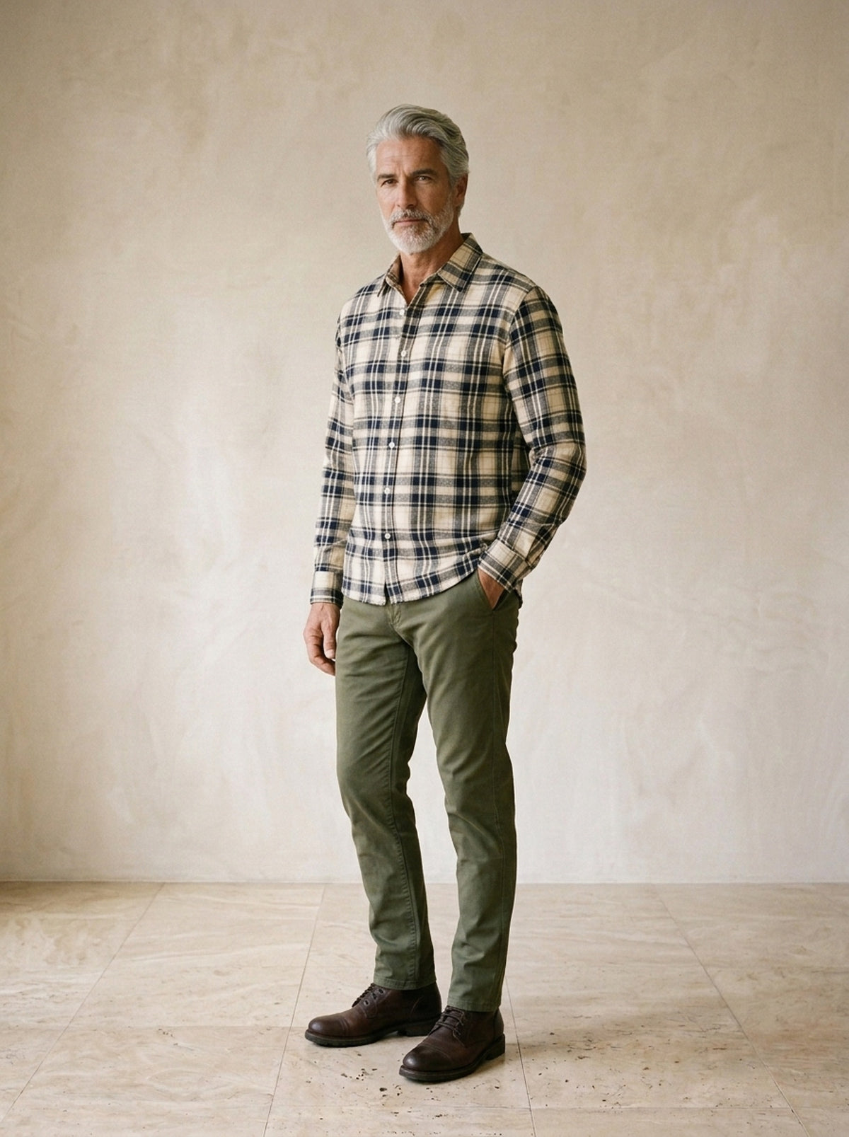 Camisa xadrez Montreux – vista três quartos