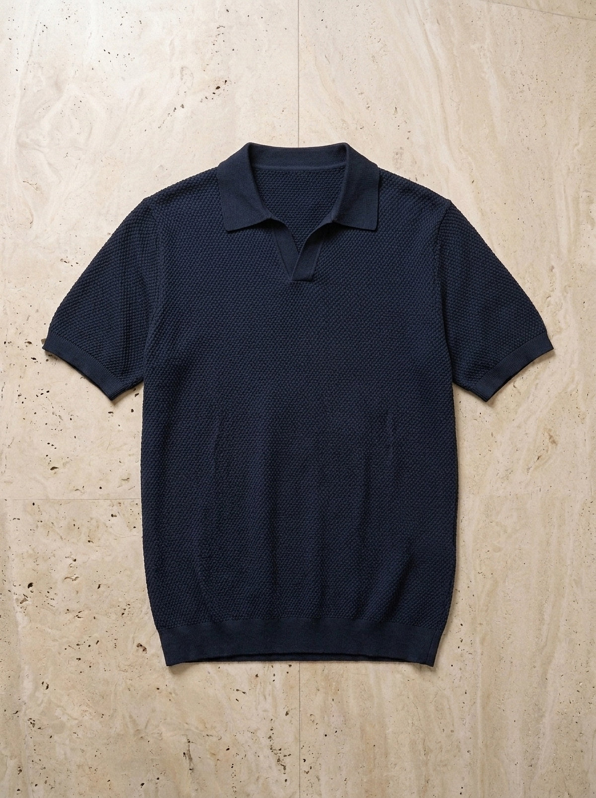 Azul-marinho | Camisa polo de tricot slim Mulhouse azul-marinho – peça sozinha vista de cima