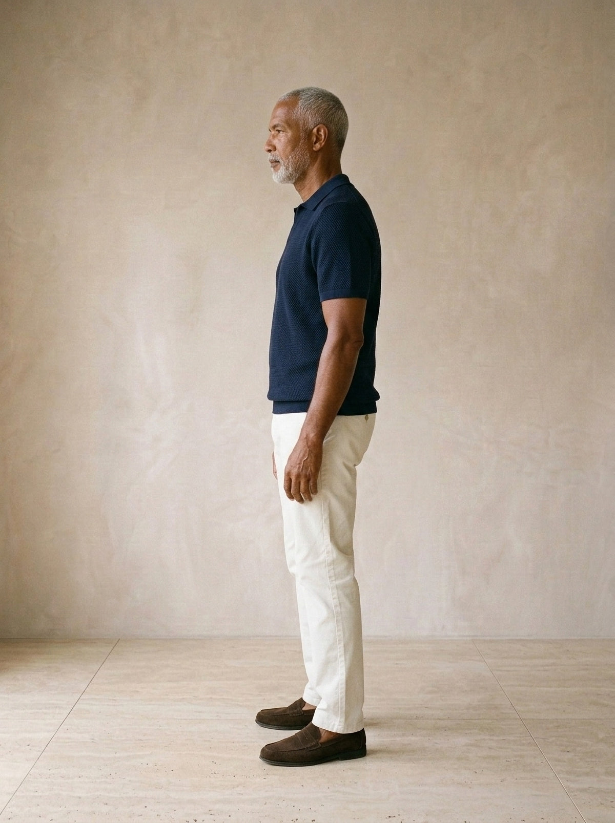 Azul-marinho | Camisa polo de tricot slim Mulhouse azul-marinho – vista de perfil