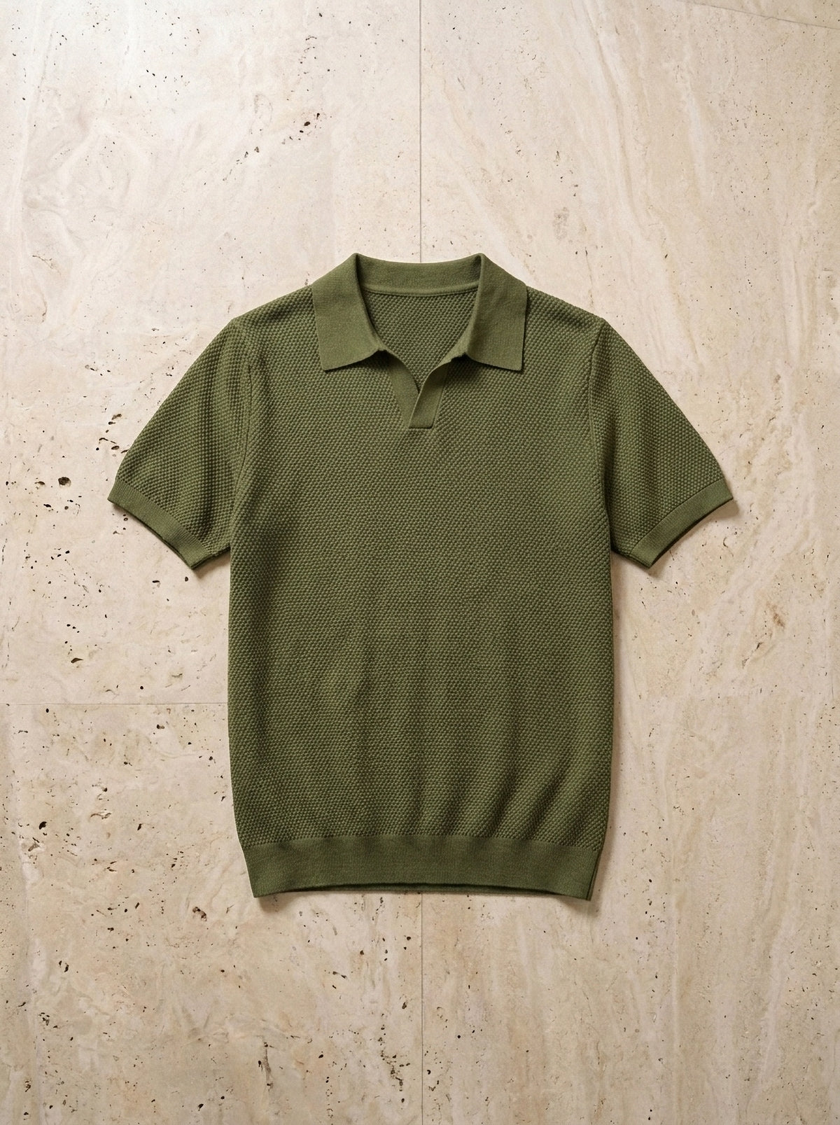 Verde | Camisa polo de tricot slim Mulhouse verde – peça sozinha vista de cima