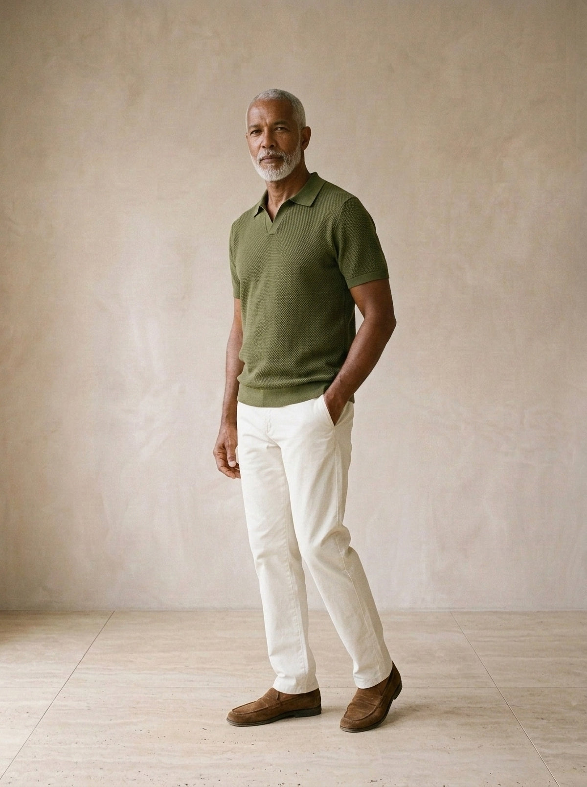 Verde | Camisa polo de tricot slim Mulhouse verde – vista três quartos