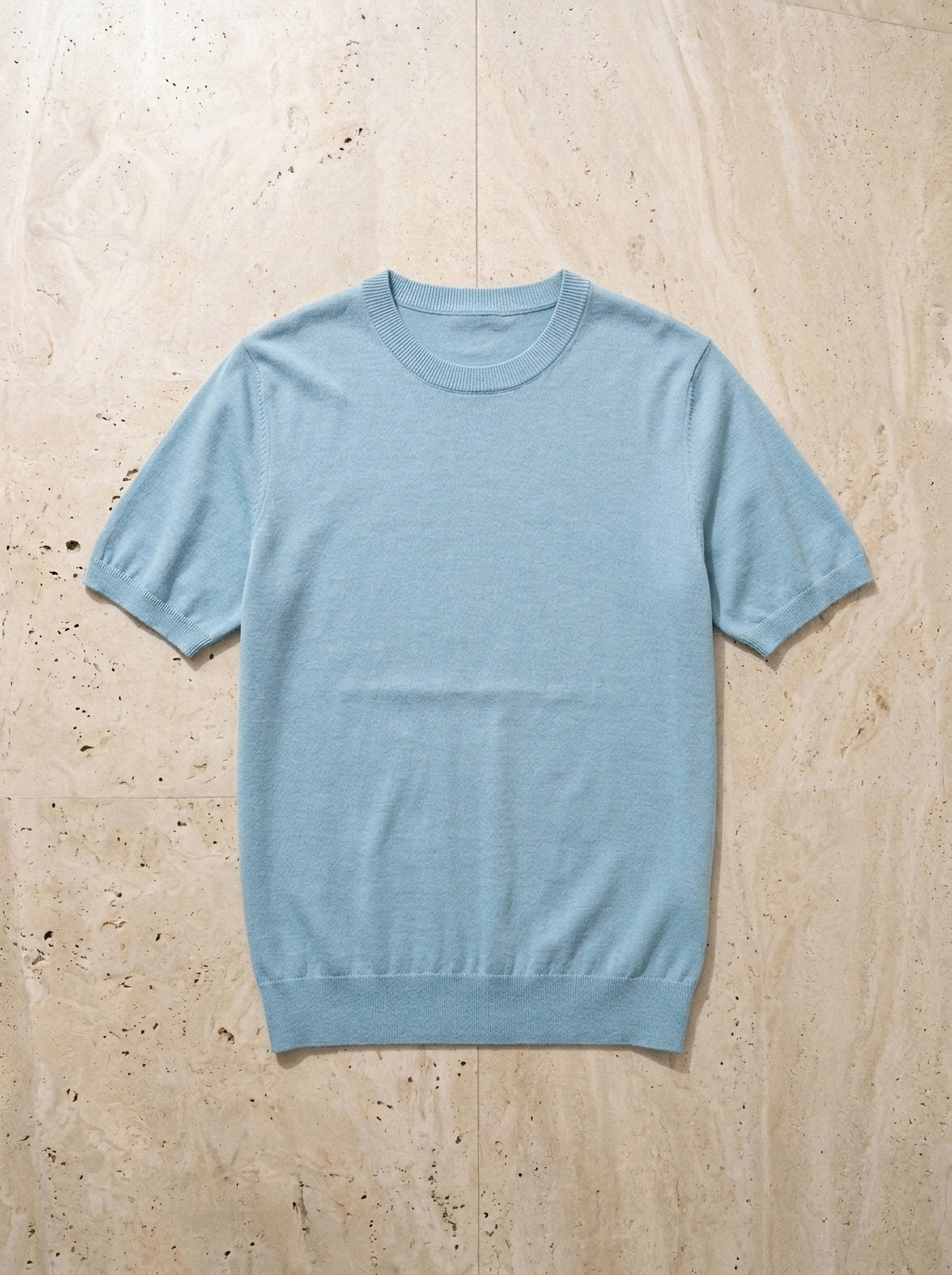 Azul | Camiseta de tricot Myrdal azul – peça sozinha vista de cima