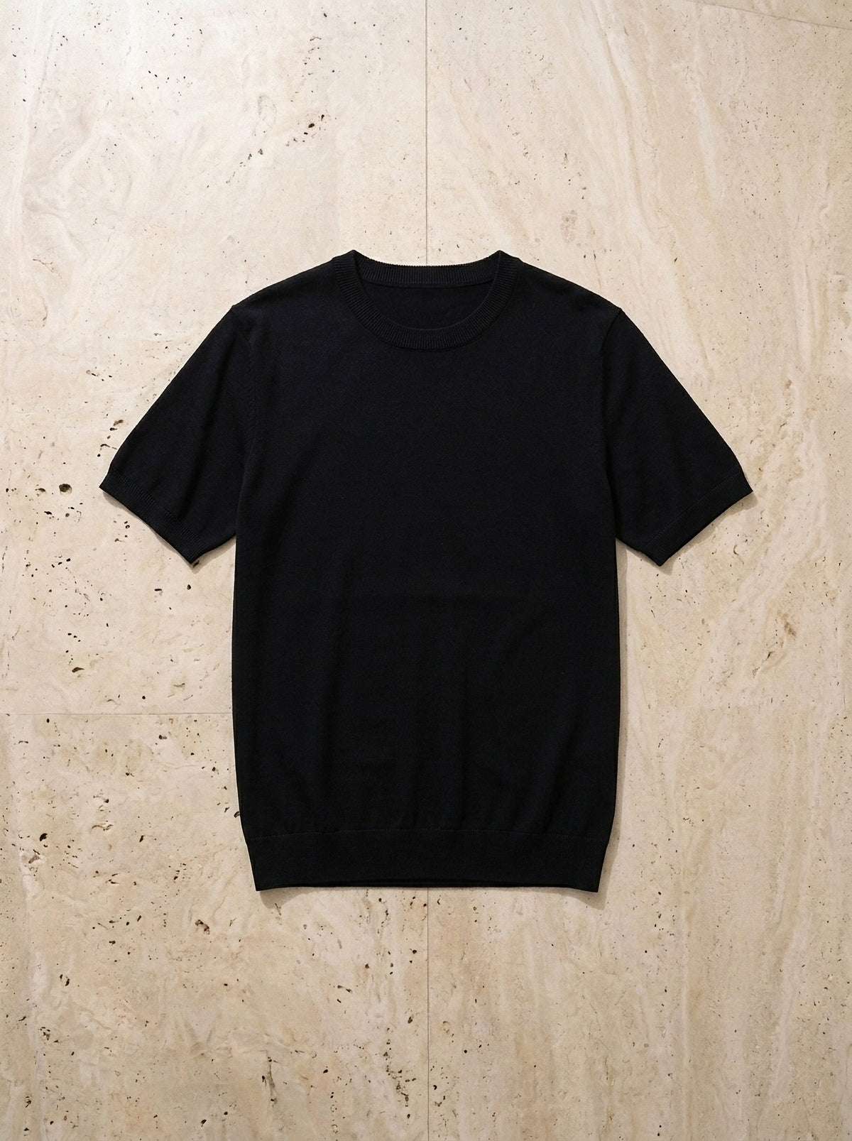 Preto | Camiseta de tricot Myrdal preto – peça sozinha vista de cima