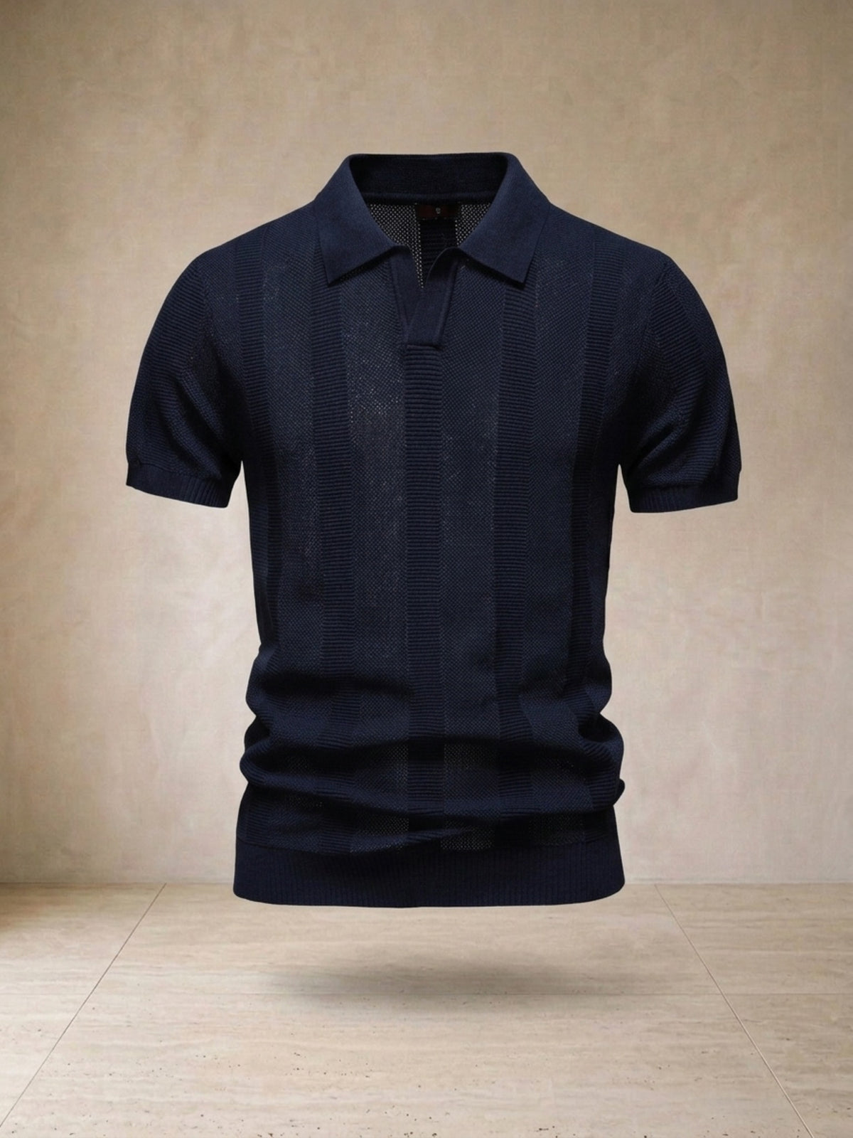Azul-marinho | Camisa polo de tricô vazado Sartong Nantes azul-marinho – foto de produto da peça