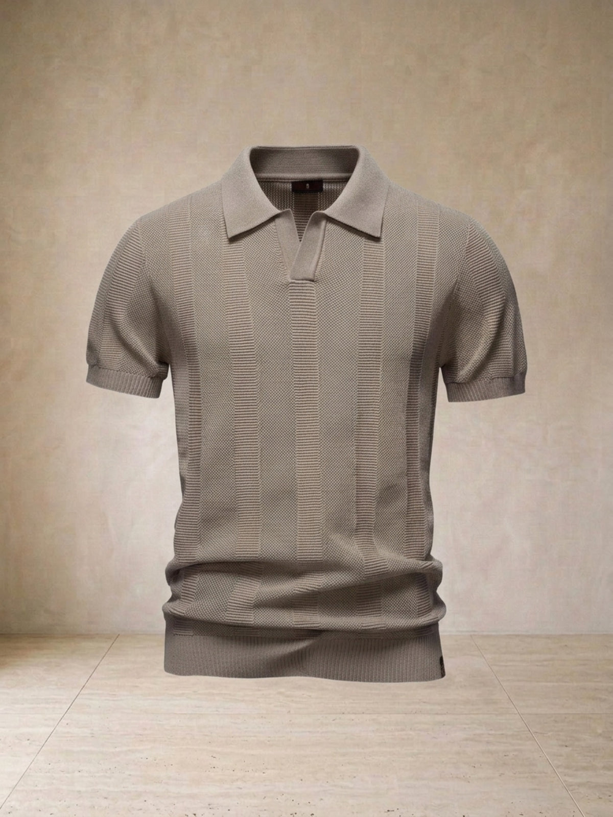 Damasco | Camisa polo de tricô vazado Sartong Nantes damasco (bege acinzentado) – foto de produto da peça
