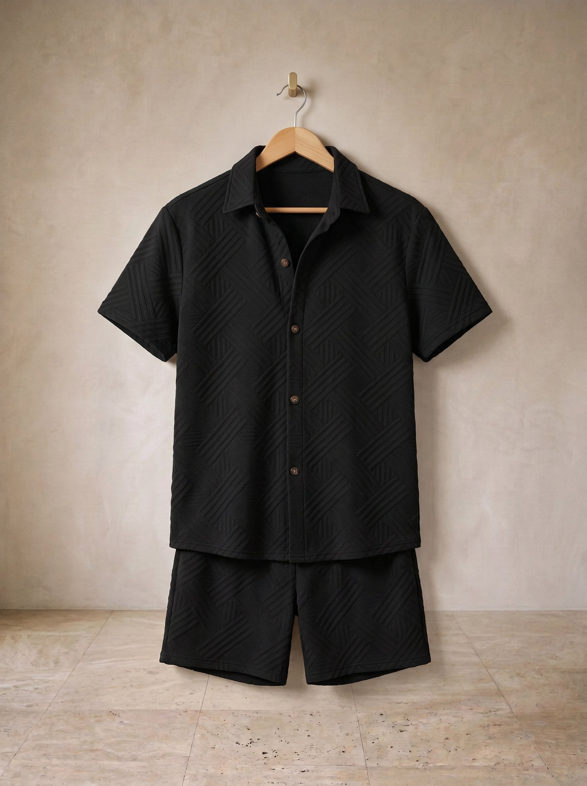 Preto | Conjunto camisa de tricô e short Nerja preto – peça sozinha, foto de produto