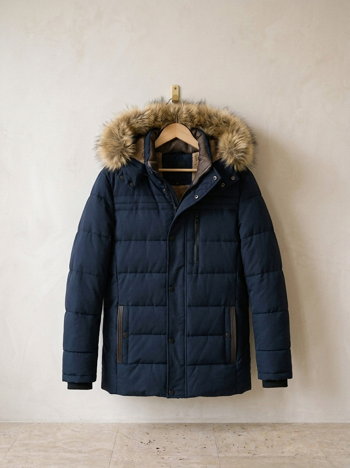 Azul-marinho | Parka com capuz de pelo Nijmegen azul-marinho – peça sozinha, foto de produto