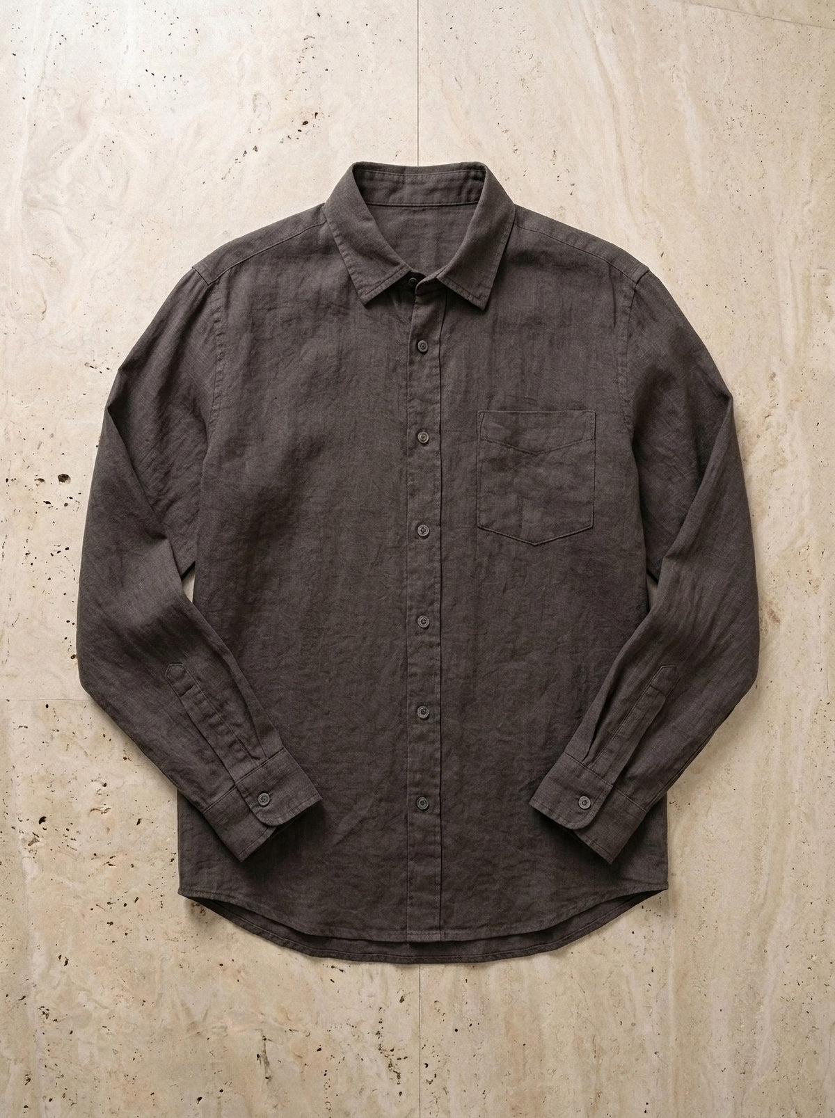 Cinza-escuro | Camisa social slim Nottingham cinza-escuro – peça sozinha vista de cima