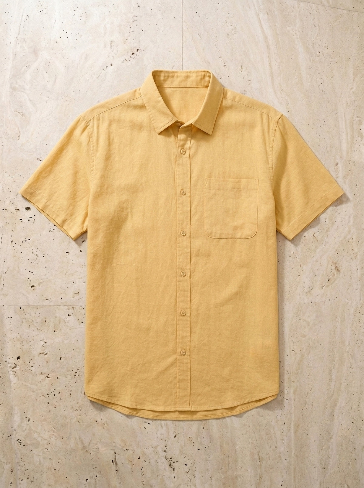 Amarelo | Camisa social slim Óbidos amarelo – peça sozinha vista de cima