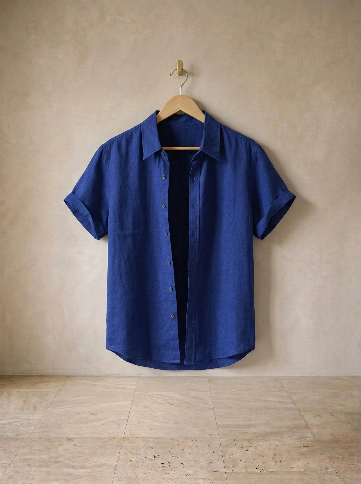 Azul | Camisa social de linho Olbia azul – peça sozinha, foto de produto