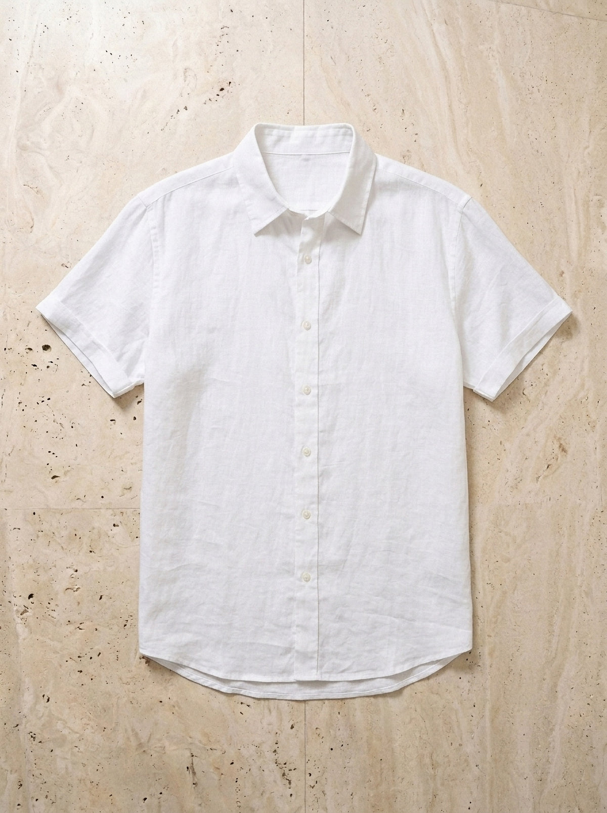 Branco | Camisa social de linho Olbia branco – peça sozinha vista de cima