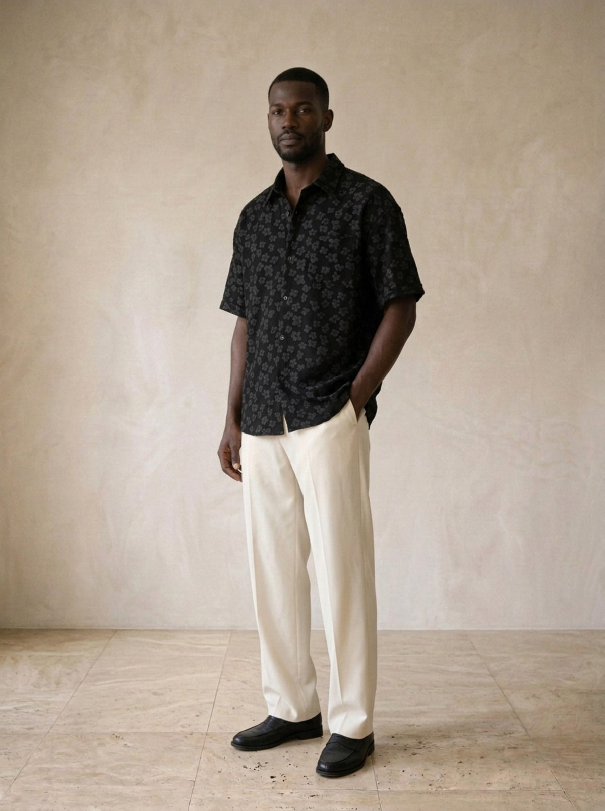 Camisa oversized floral Opatija – vista três quartos