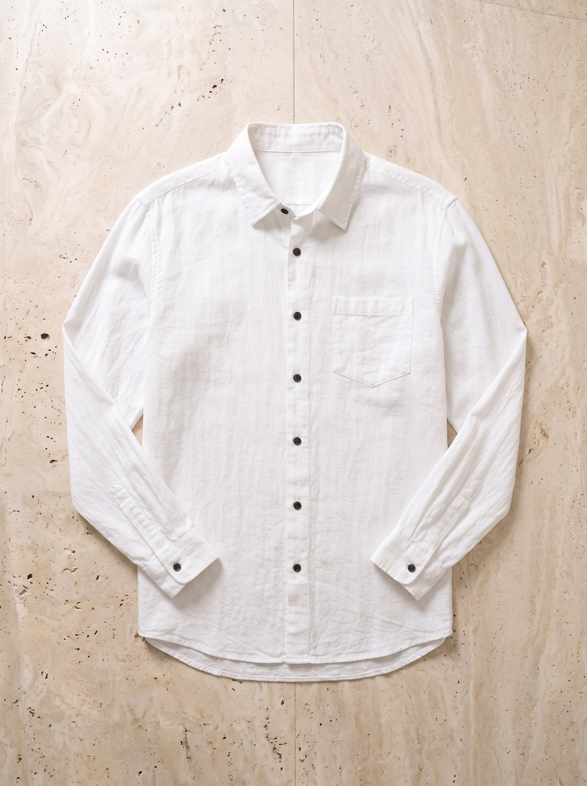 Branco | Camisa de linho e algodão manga longa Oslo branco – peça sozinha vista de cima