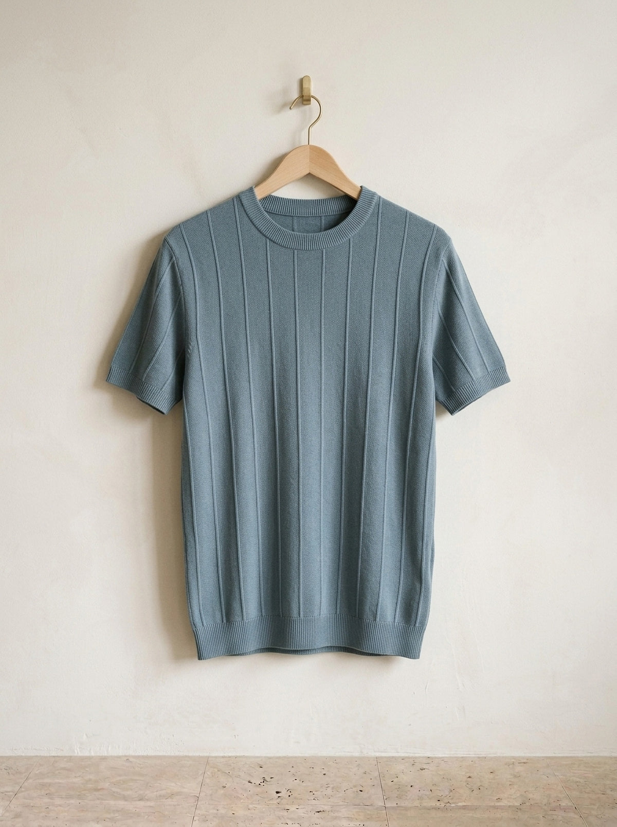 Azul | Camiseta de tricô Otranto azul – peça sozinha, foto de produto